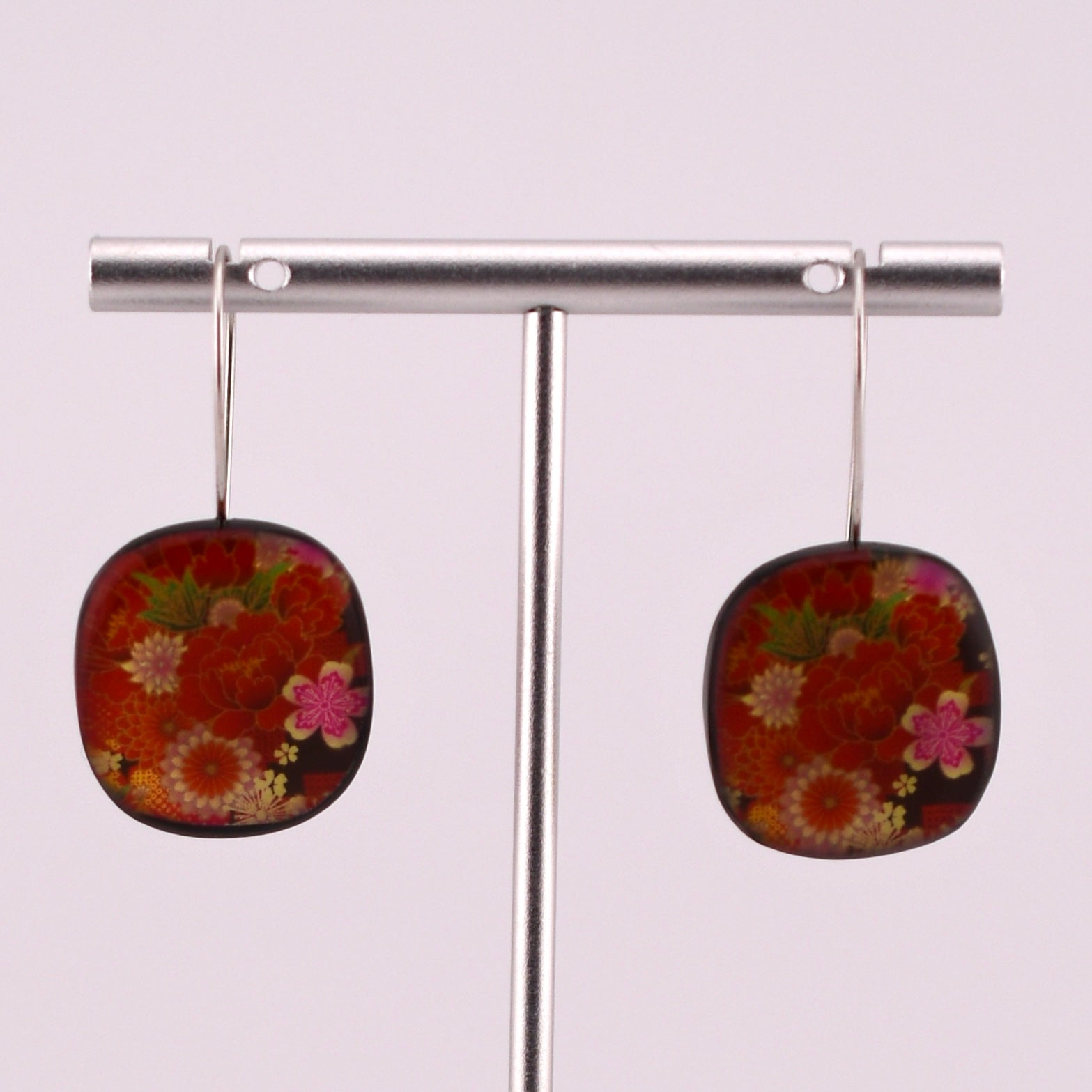 Red Floral Kimono Earrings