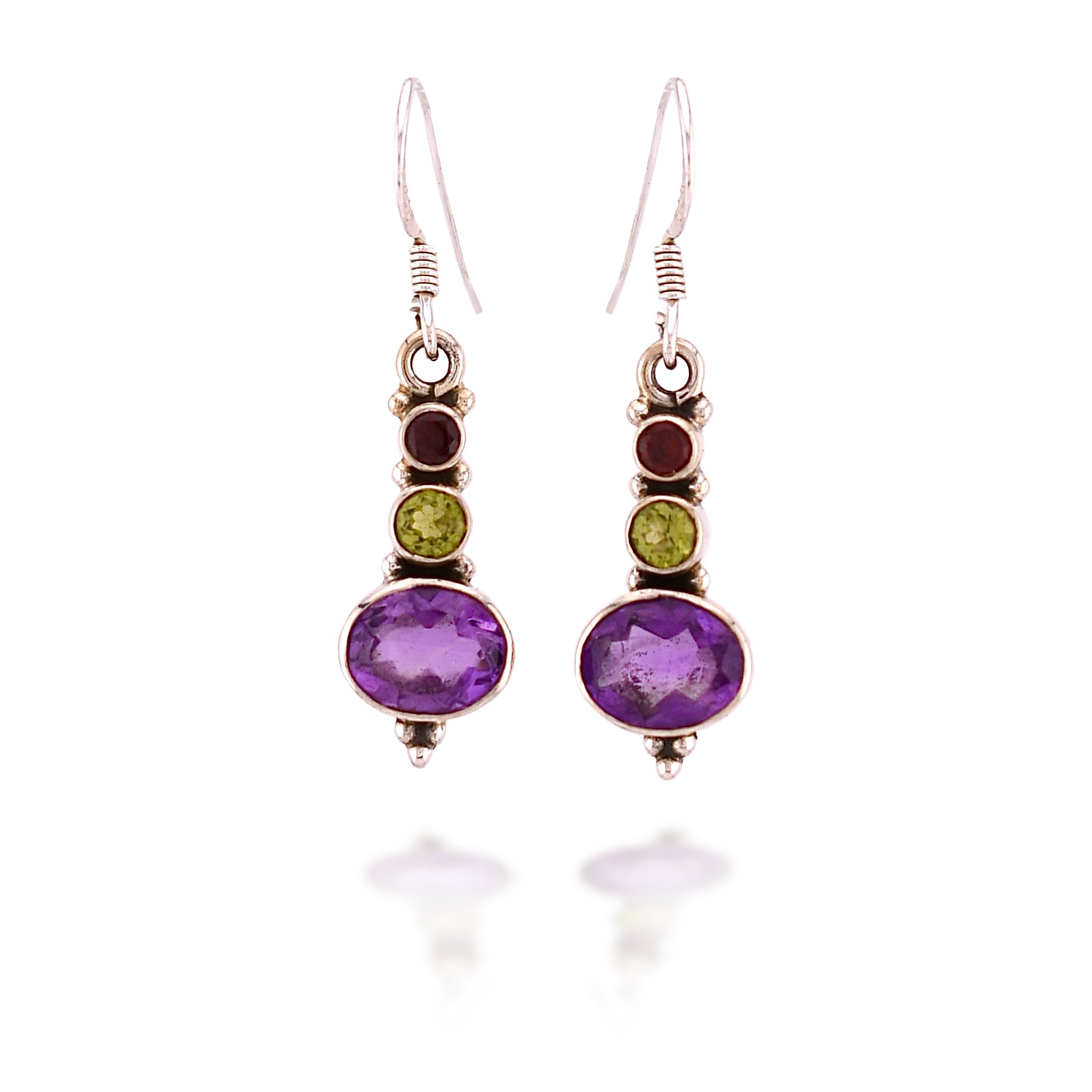 Tiered Amethyst Earrings