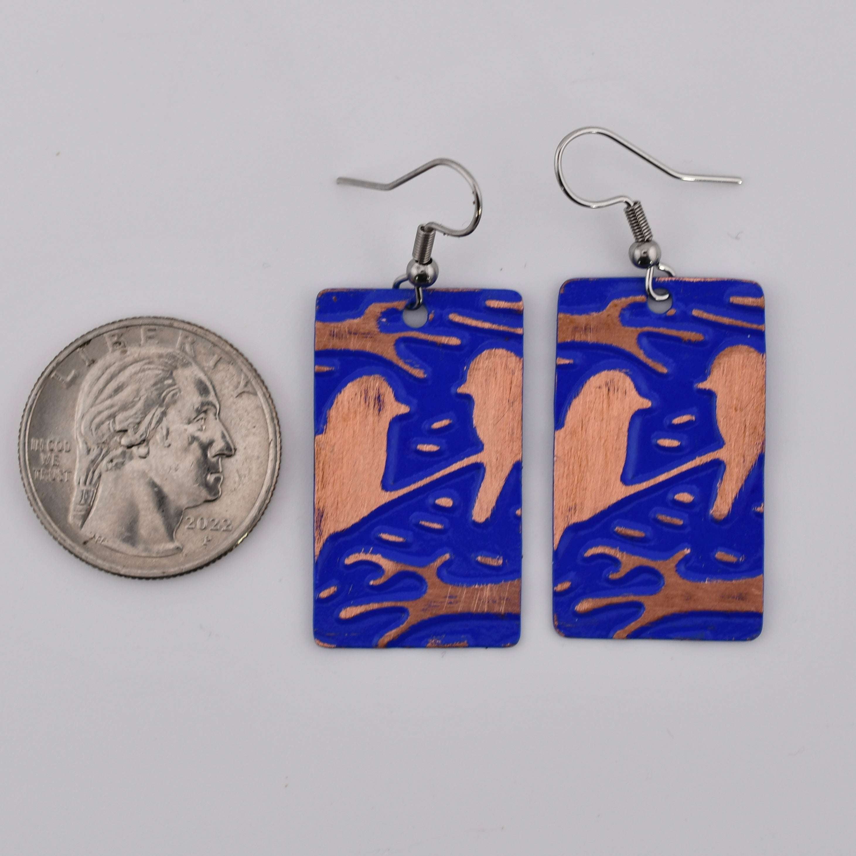 Embossed Bird Patina Earrings Covaly Artisan Jewelry Harold & Hazel