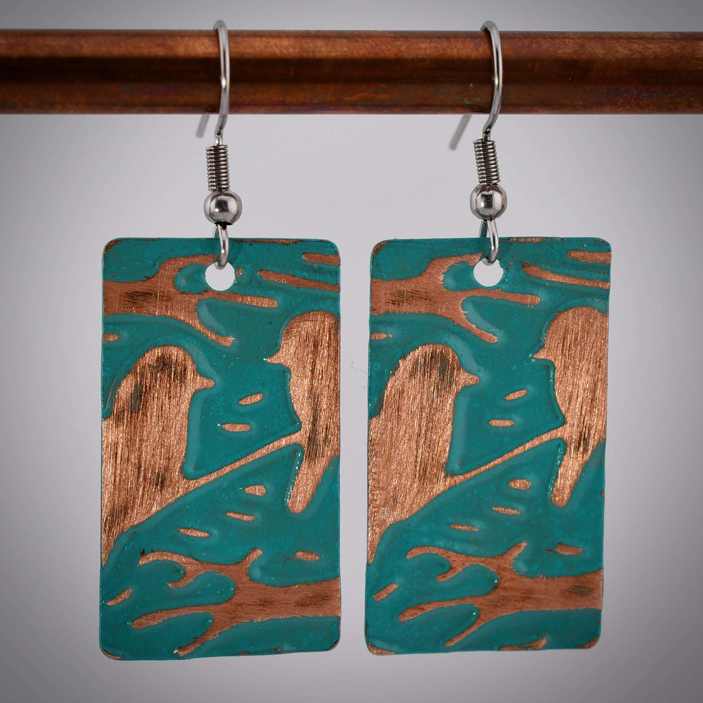 Embossed Bird Patina Earrings Covaly Artisan Jewelry Harold & Hazel