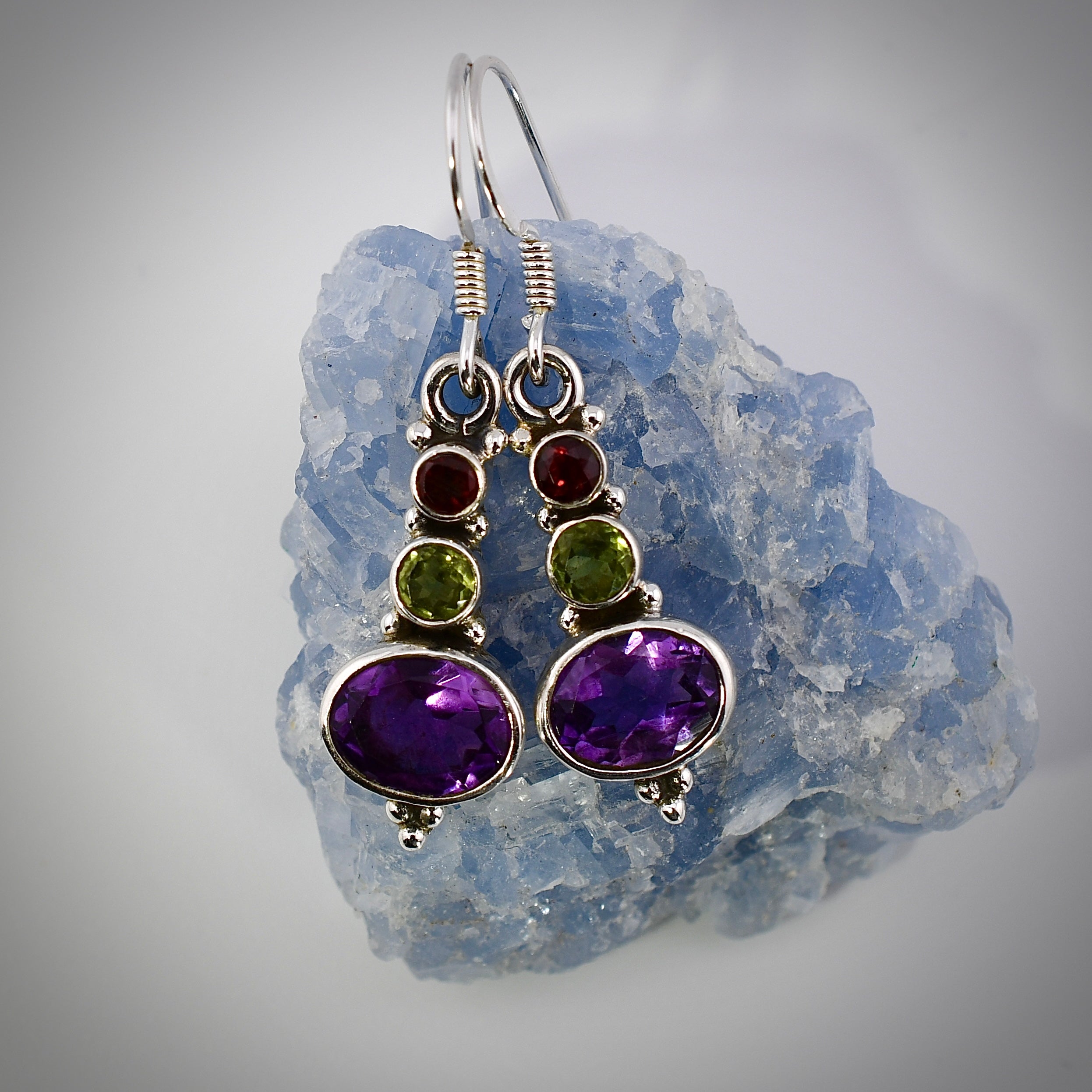 Tiered Amethyst Earrings