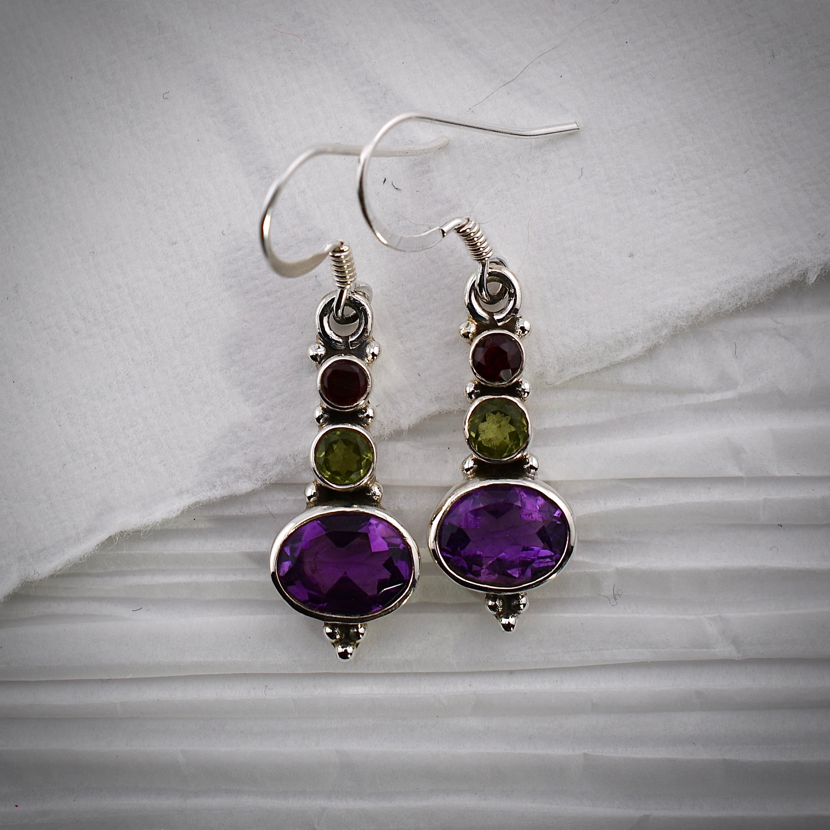 Tiered Amethyst Earrings