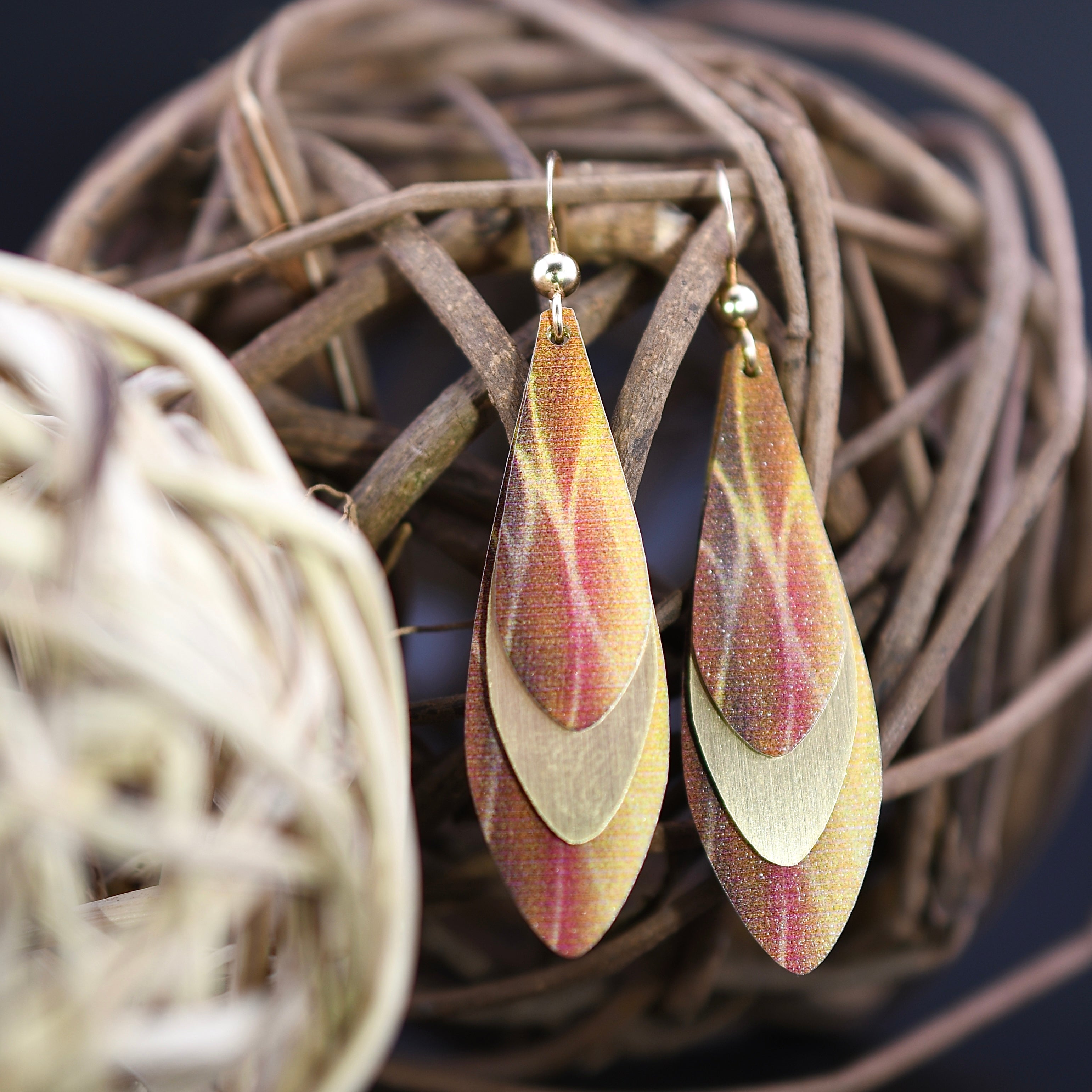 Golden Feather Earrings