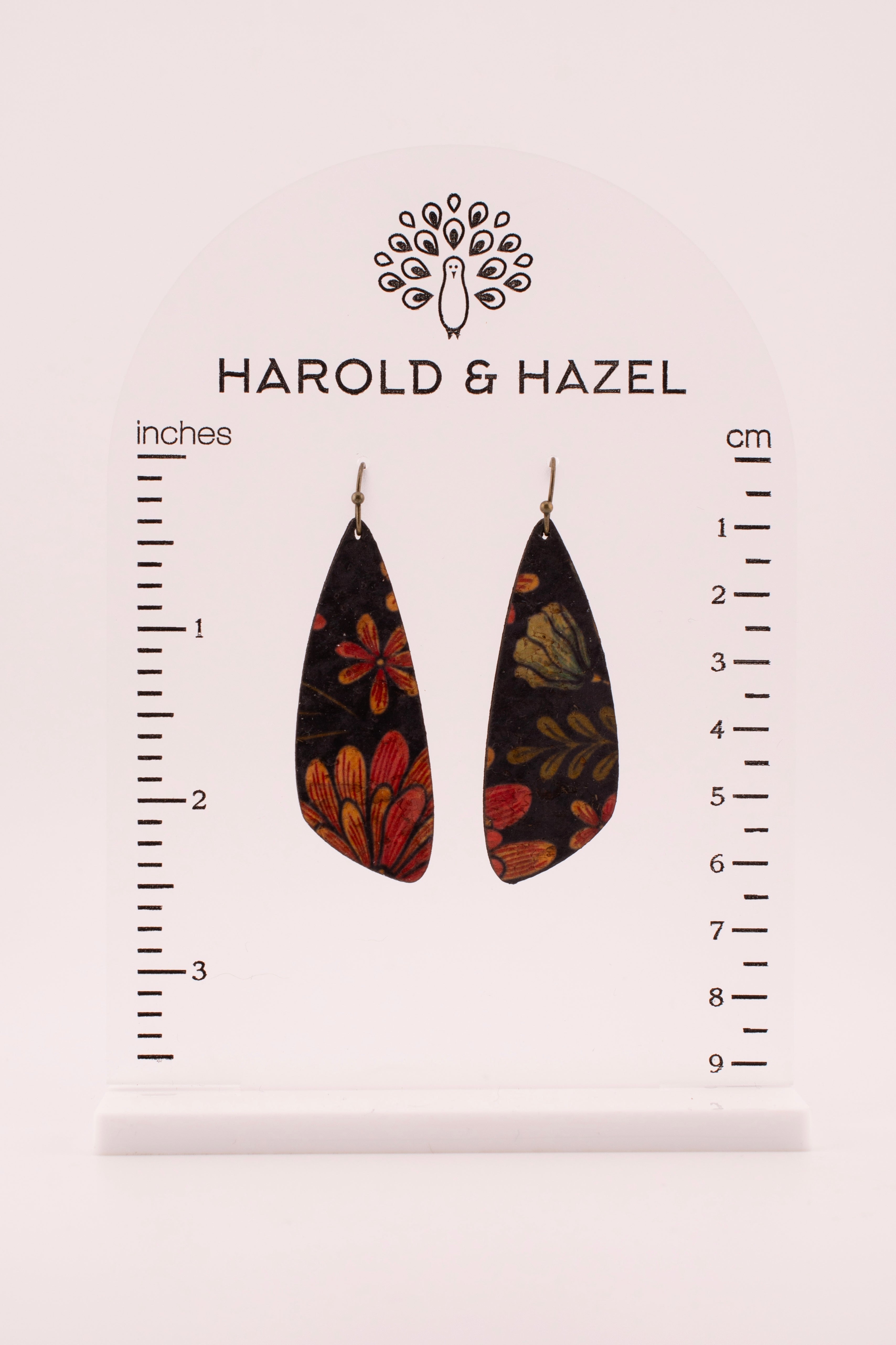 Floral on Black Cork Earrings