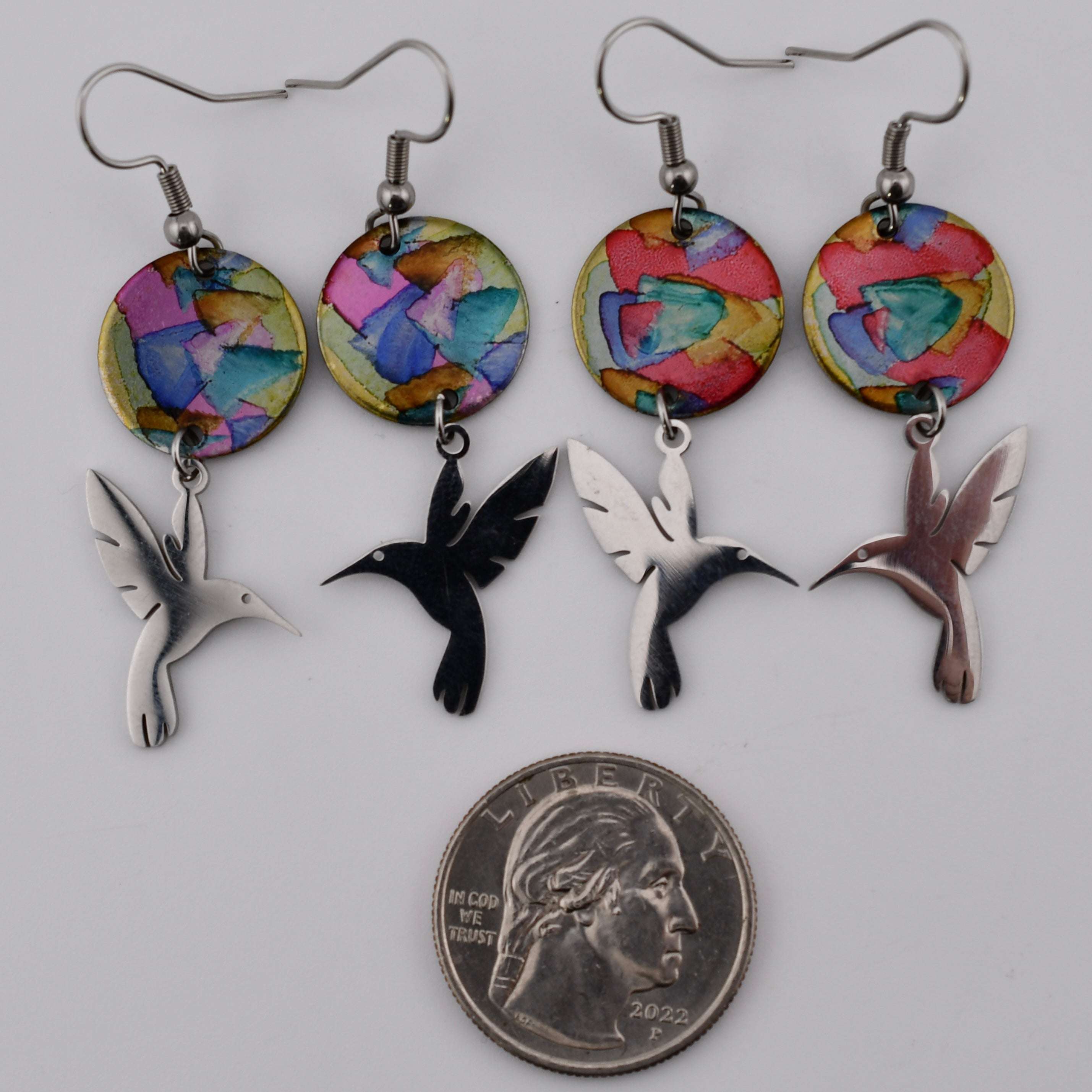 Hummingbird Painted Drop Earrings Covaly Artisan Jewelry Harold & Hazel