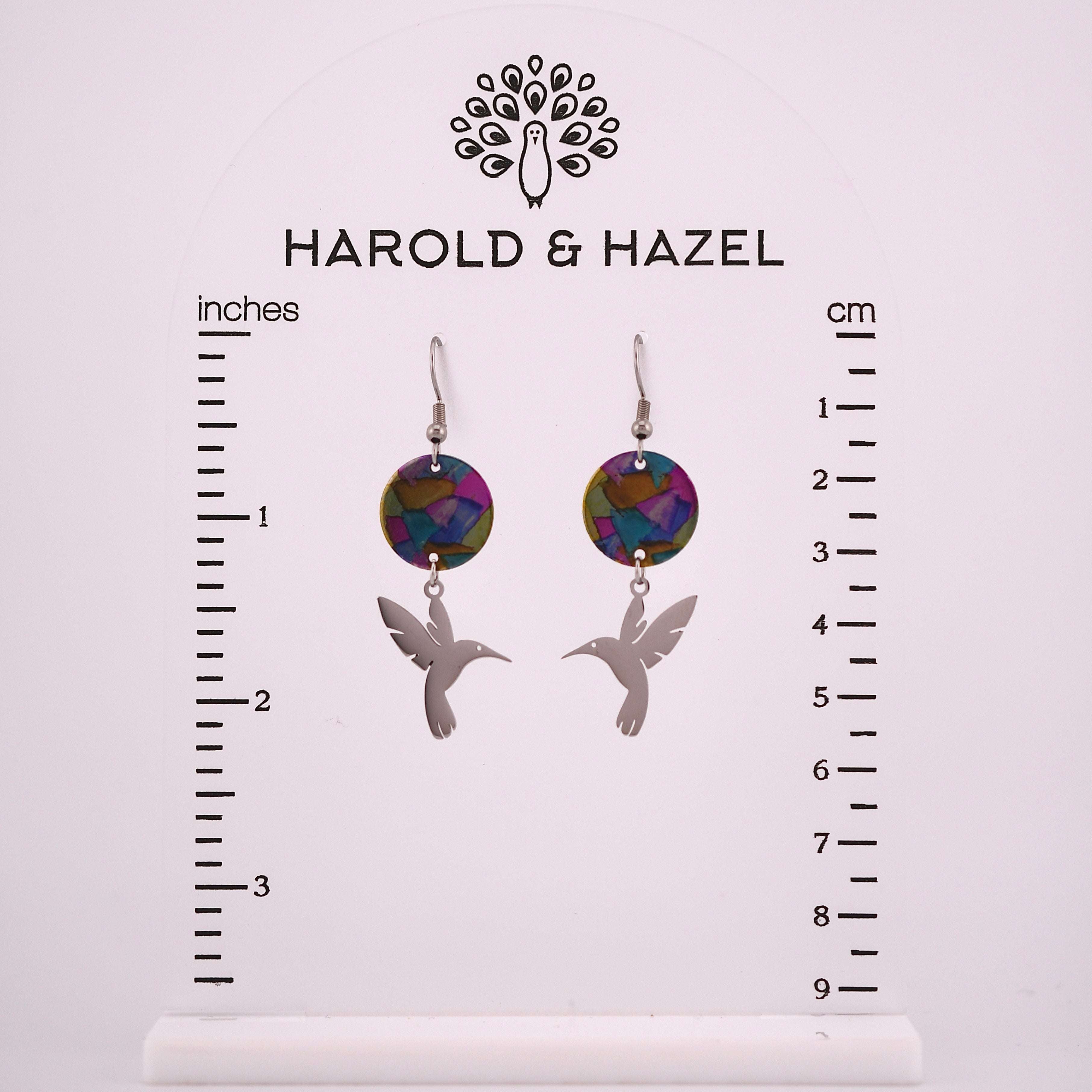 Hummingbird Painted Drop Earrings Covaly Artisan Jewelry Harold & Hazel