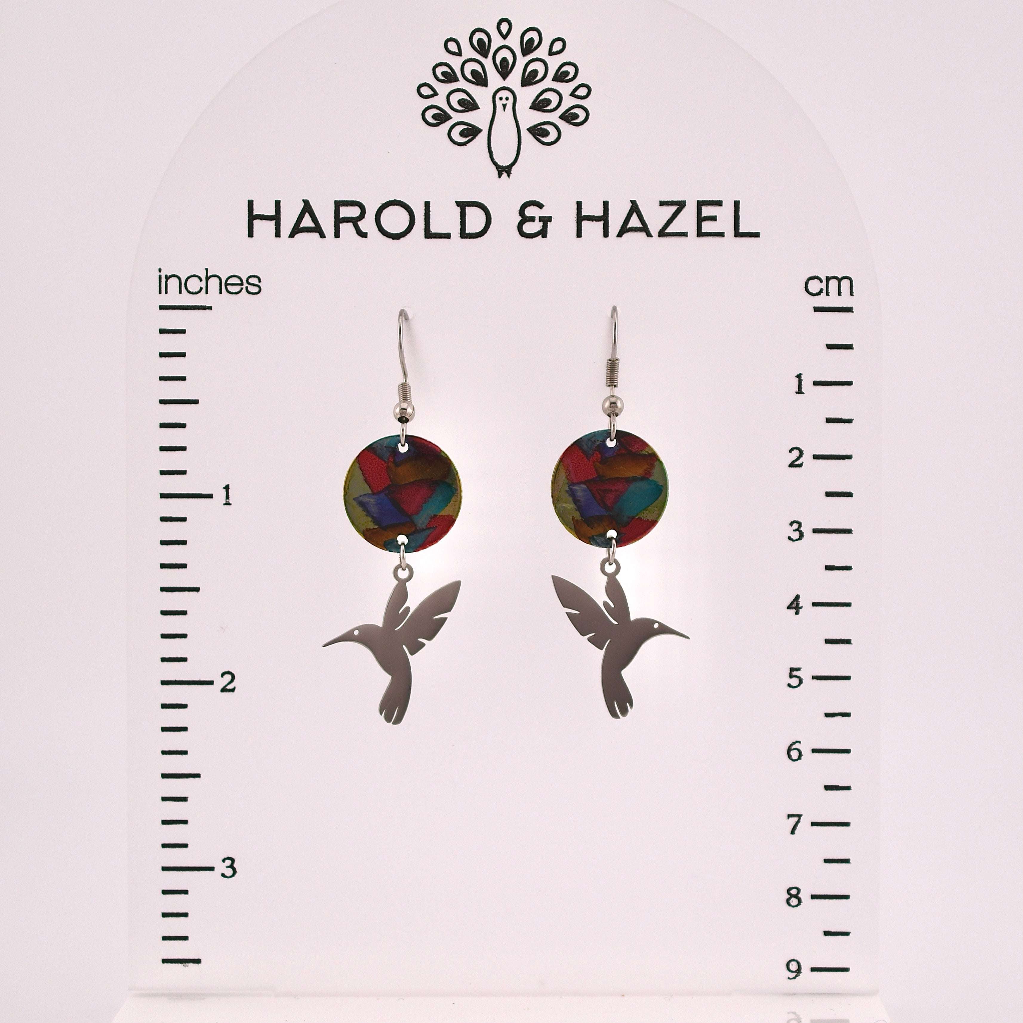 Hummingbird Painted Drop Earrings Covaly Artisan Jewelry Harold & Hazel