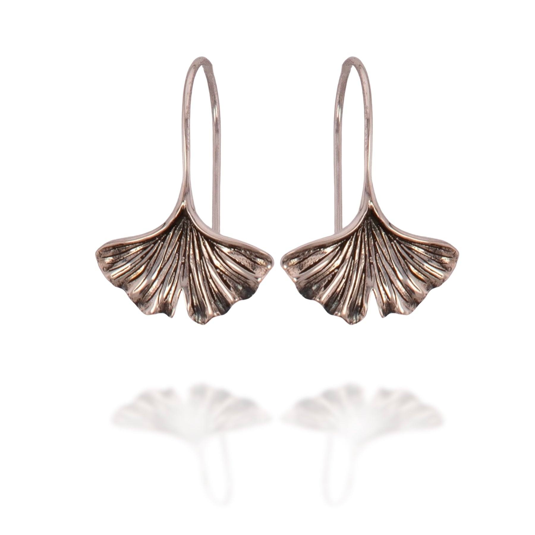 Recycled Sterling Silver Ginkgo Leaf Earrings