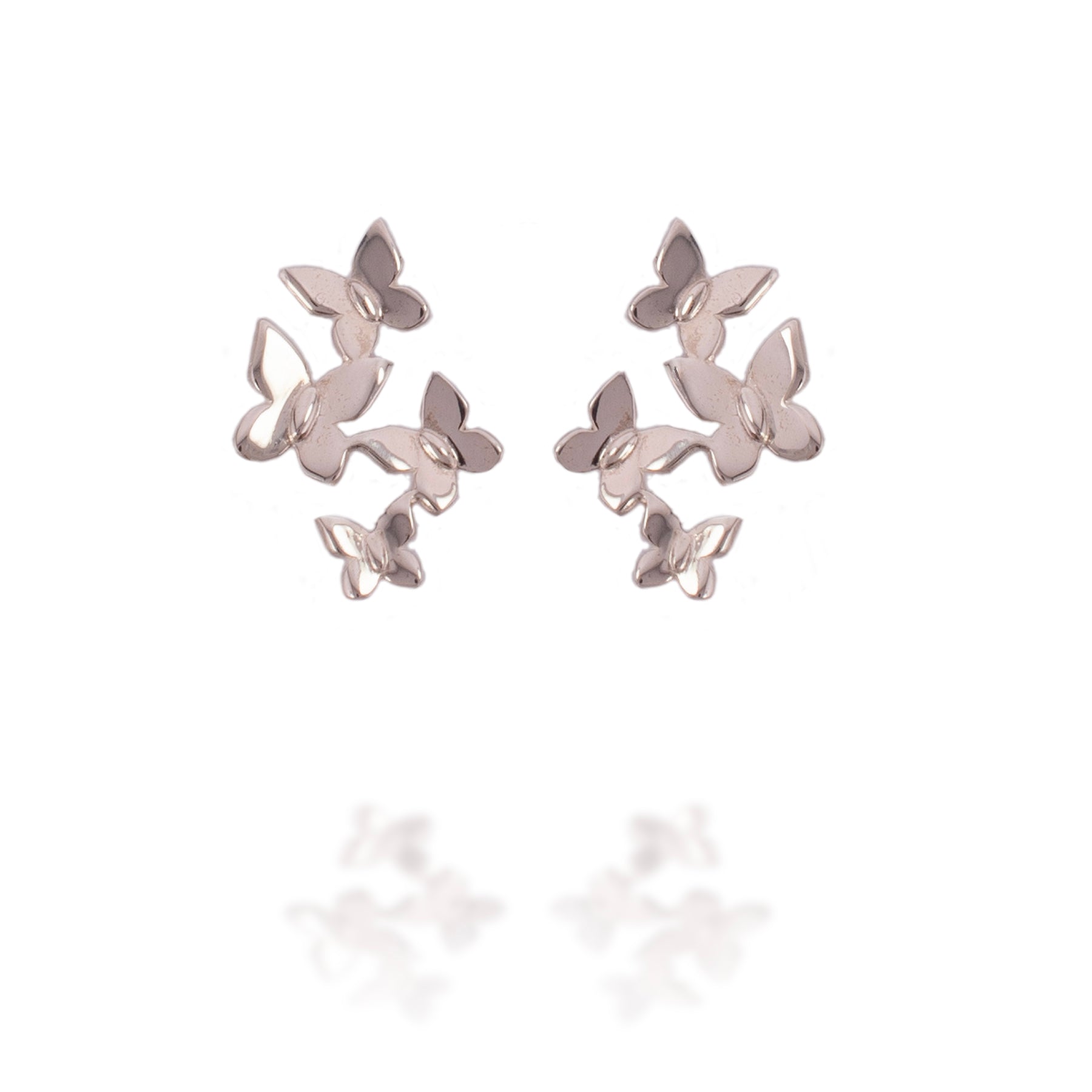 Recycled Sterling Silver Butterfly Cluster Post Earrings