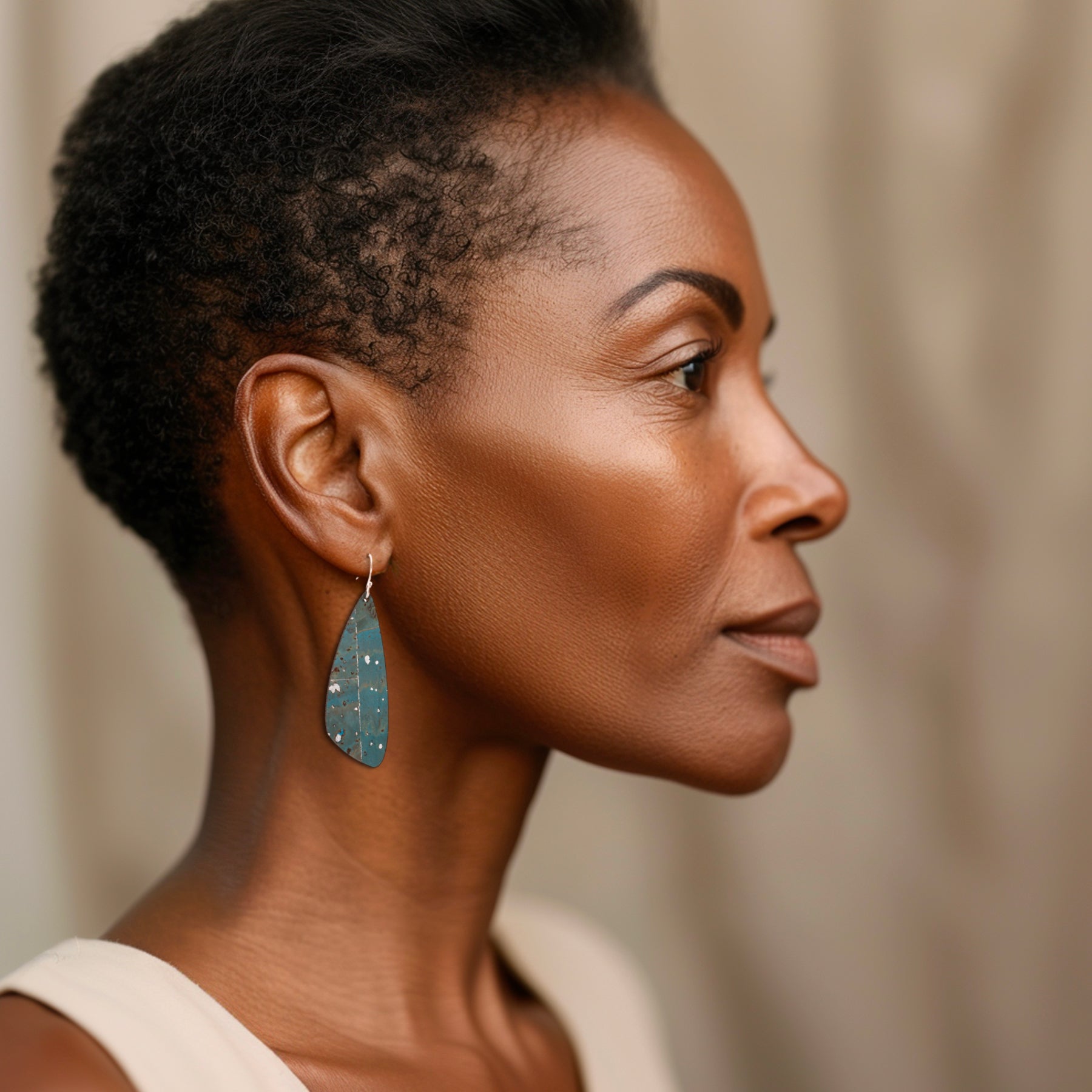 Sea Blue with Silver Cork Earrings