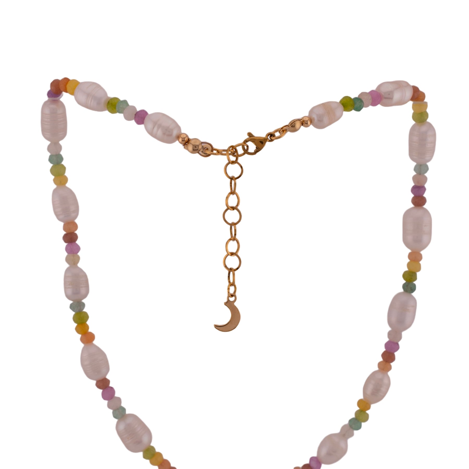 Rainbow Jade & Pearl Necklace