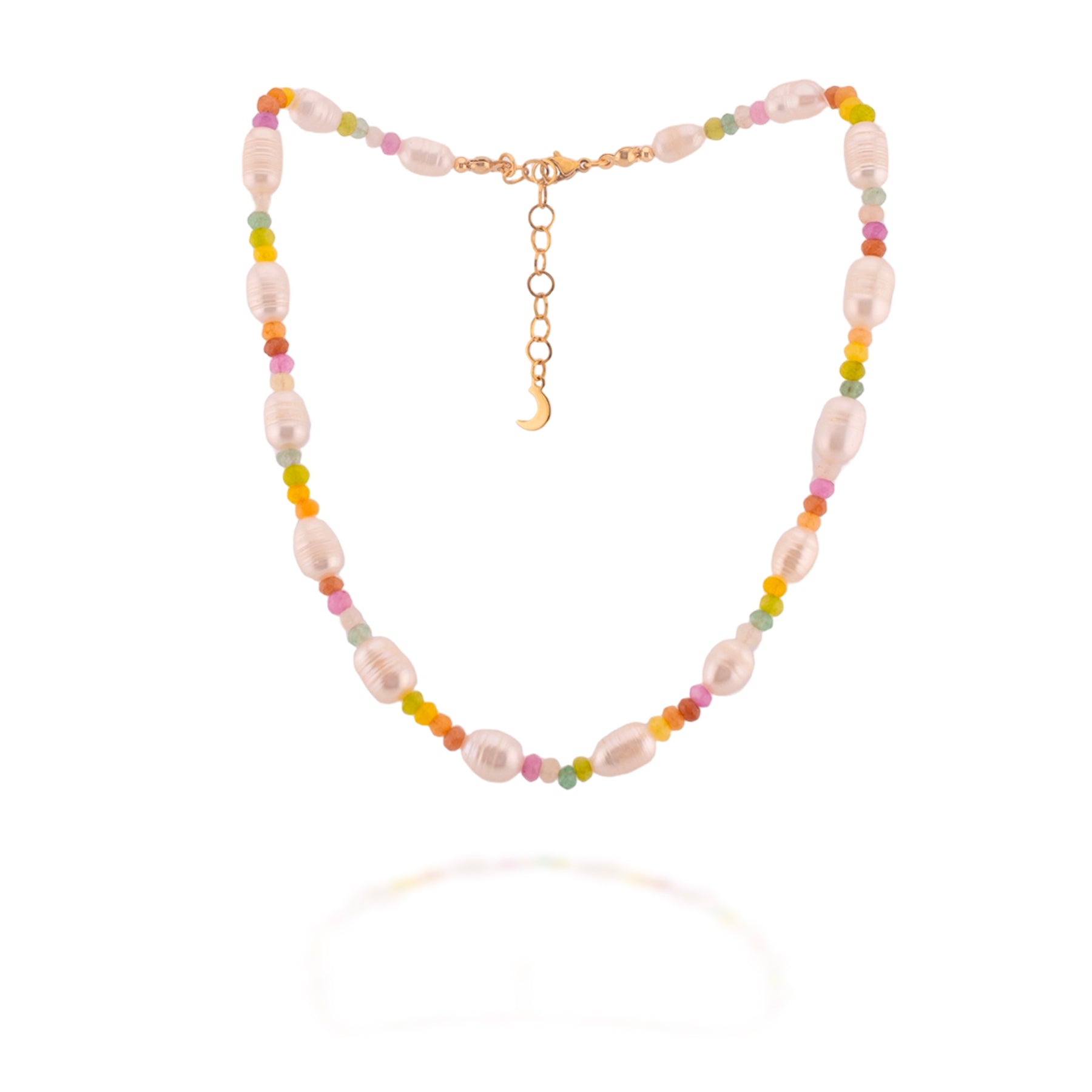 Rainbow Jade & Pearl Necklace