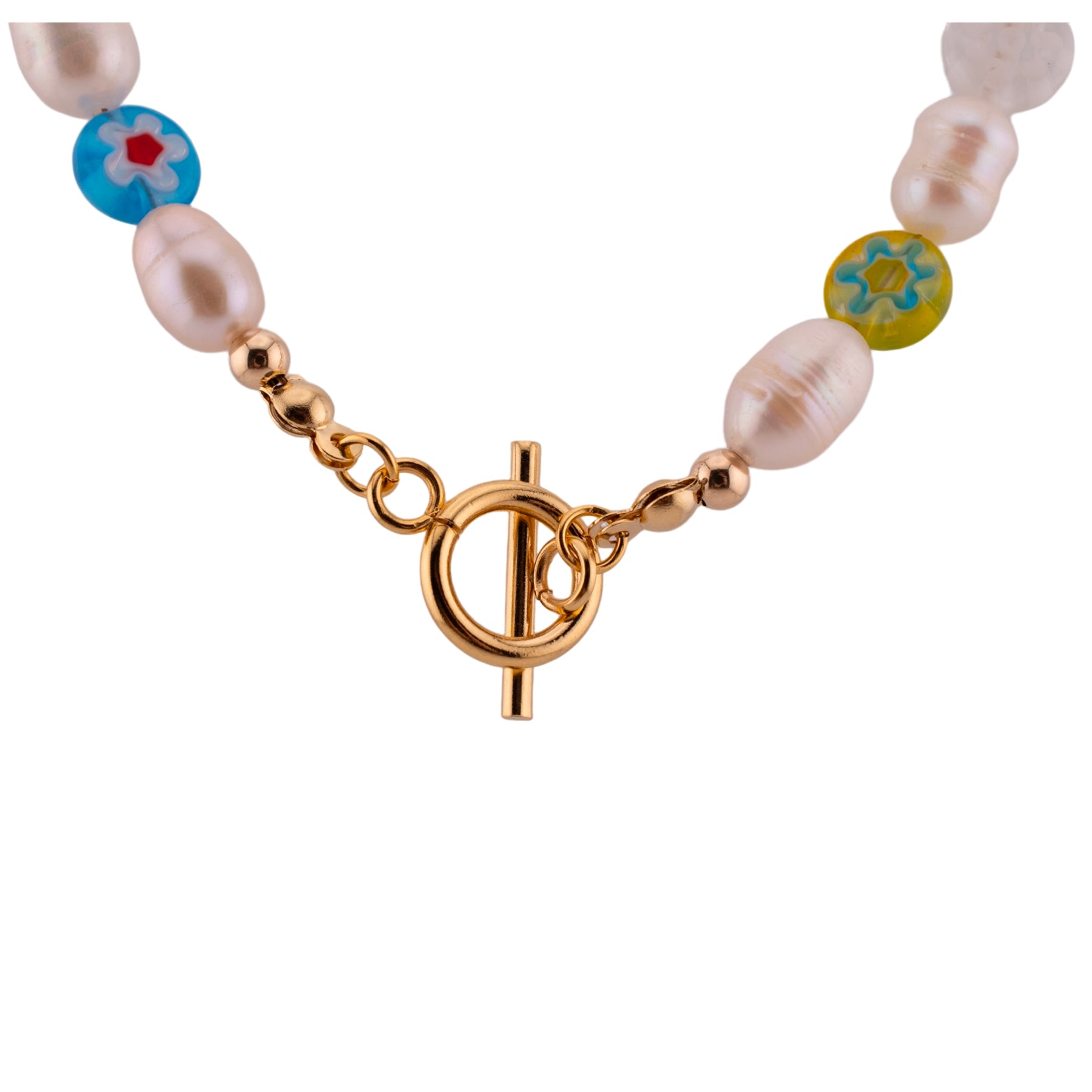 Millefiori & Pearl Toggle Necklace