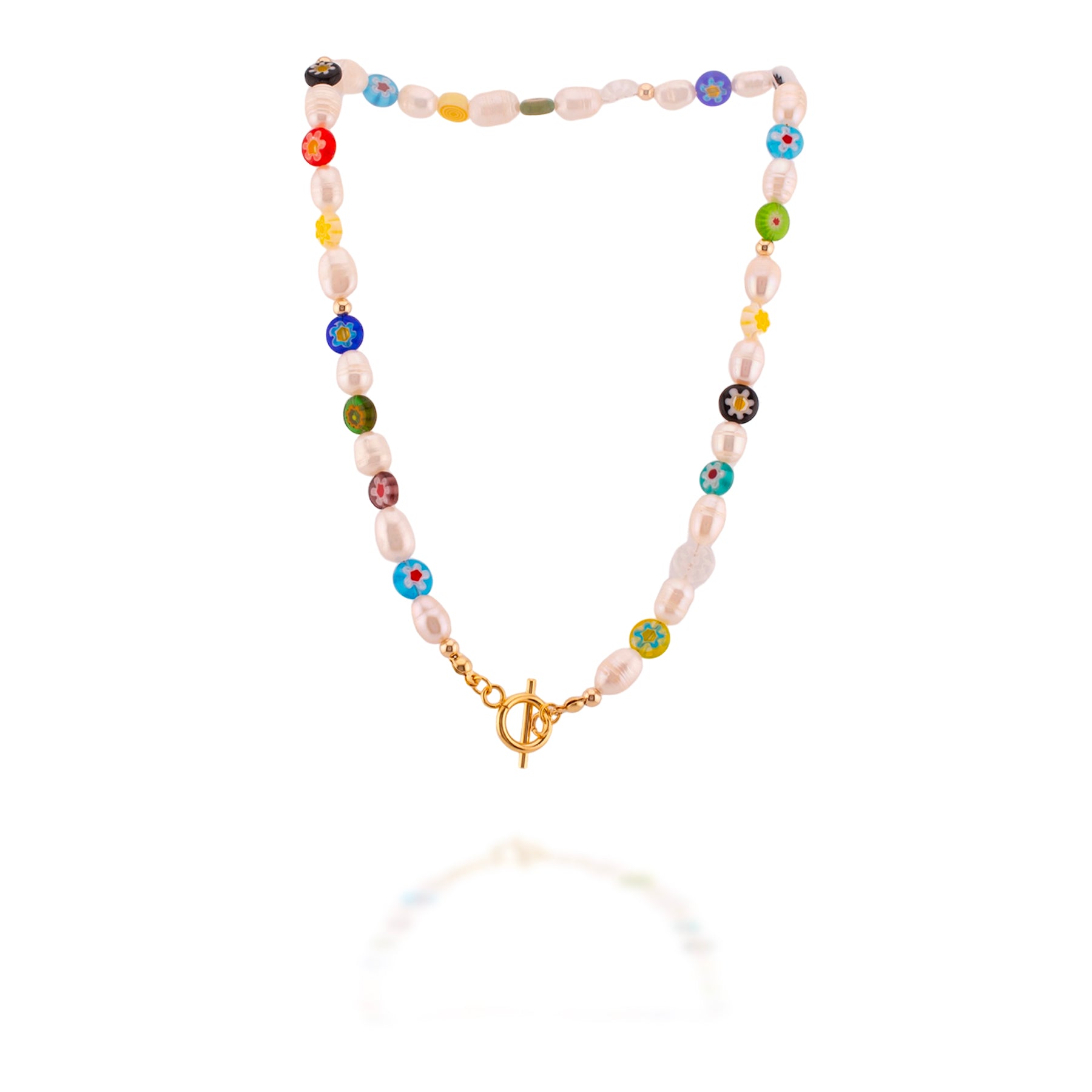 Millefiori & Pearl Toggle Necklace