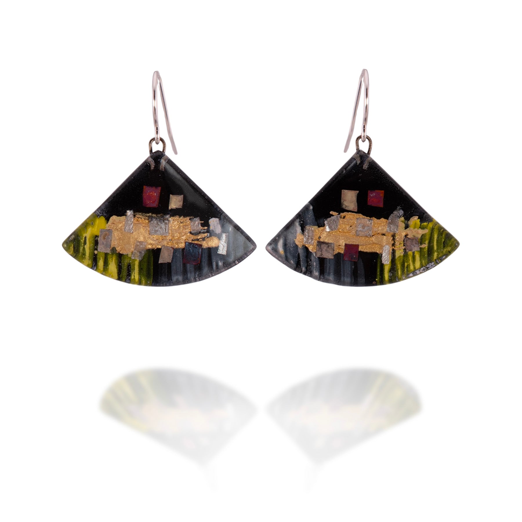 Golden Phase Fan Earrings