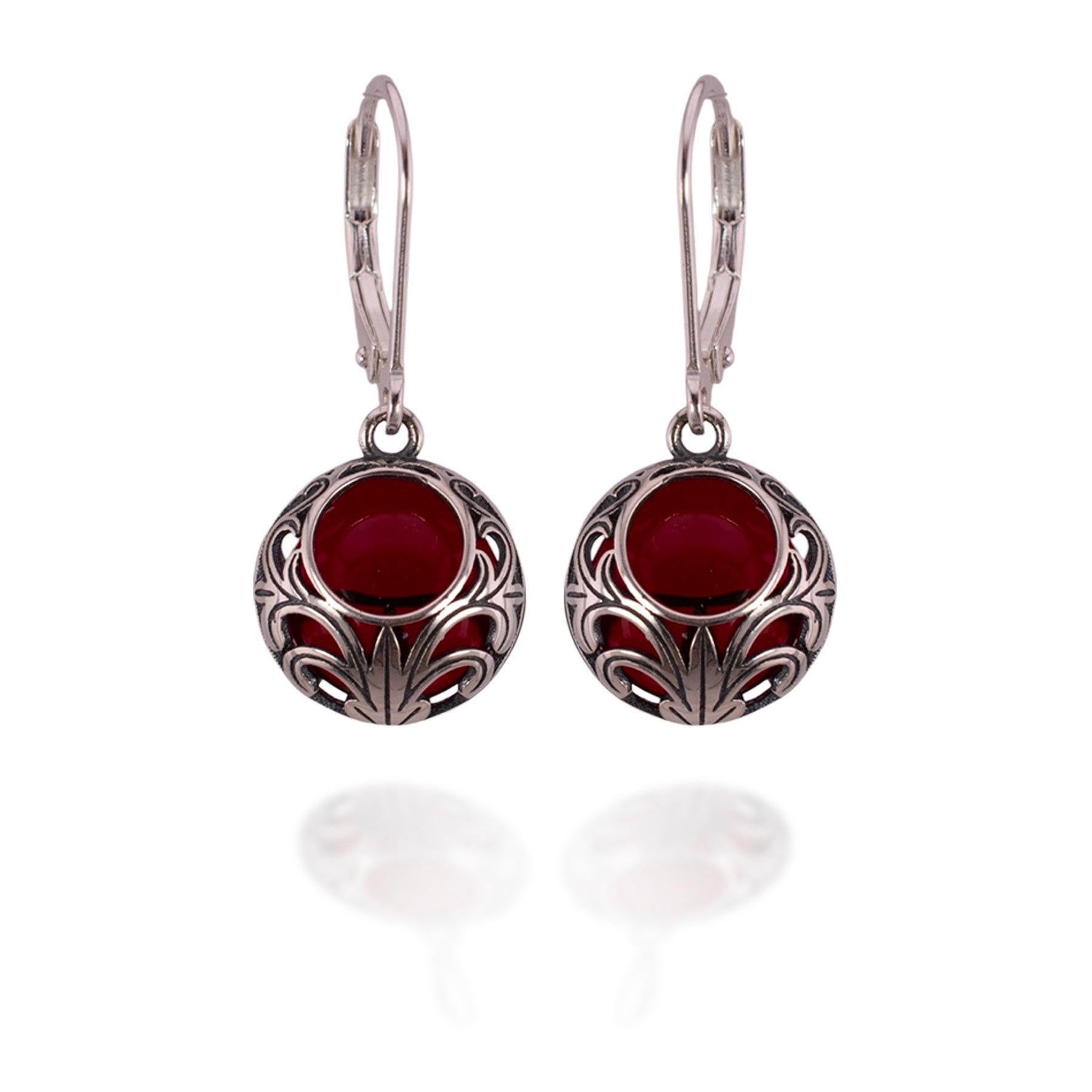 Lace Drop Earrings (Ruby) ♻️