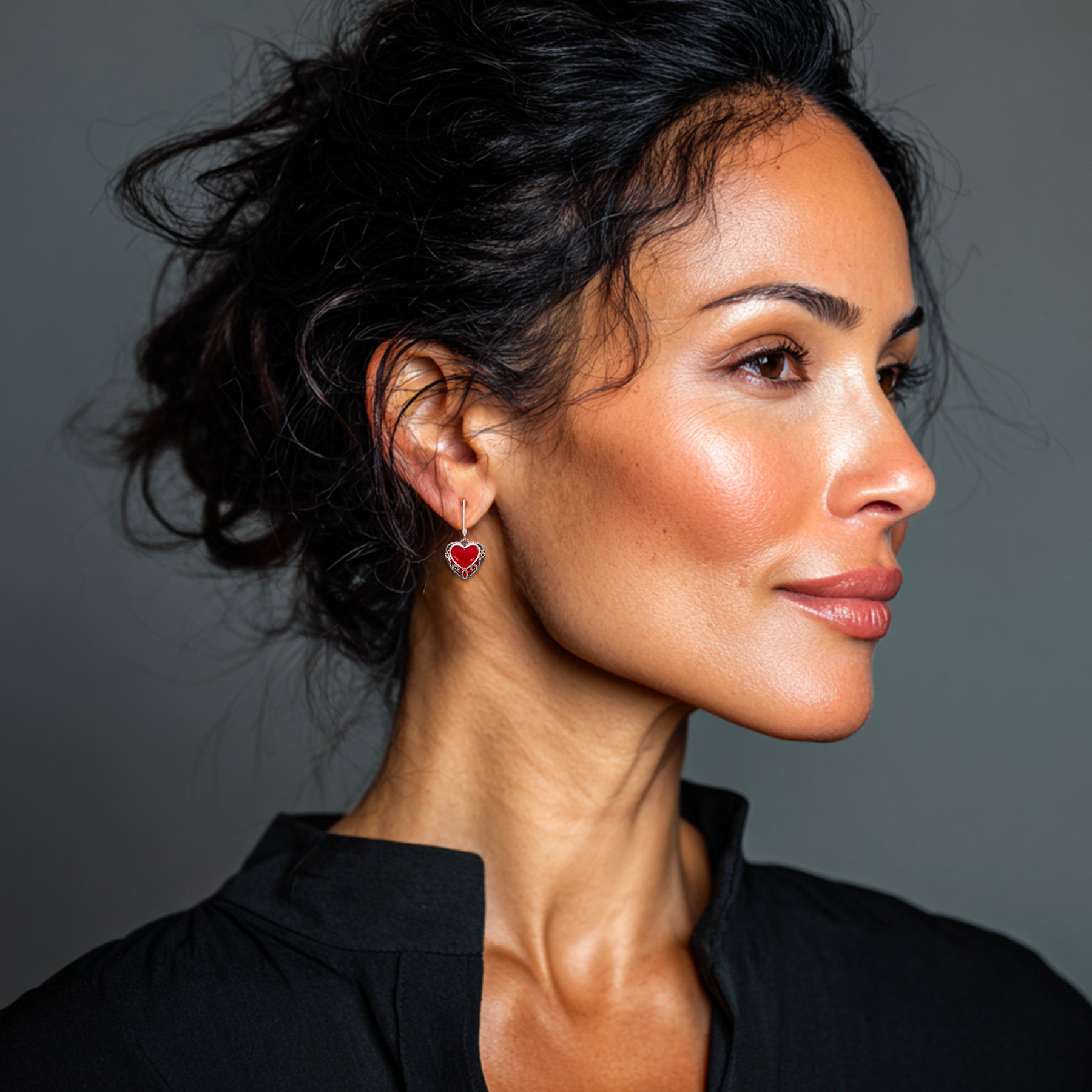 Homespun Hearts Earrings (Ruby) ♻️