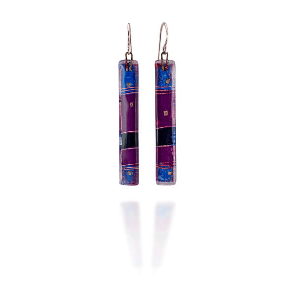 Purple Strata Bar Earrings