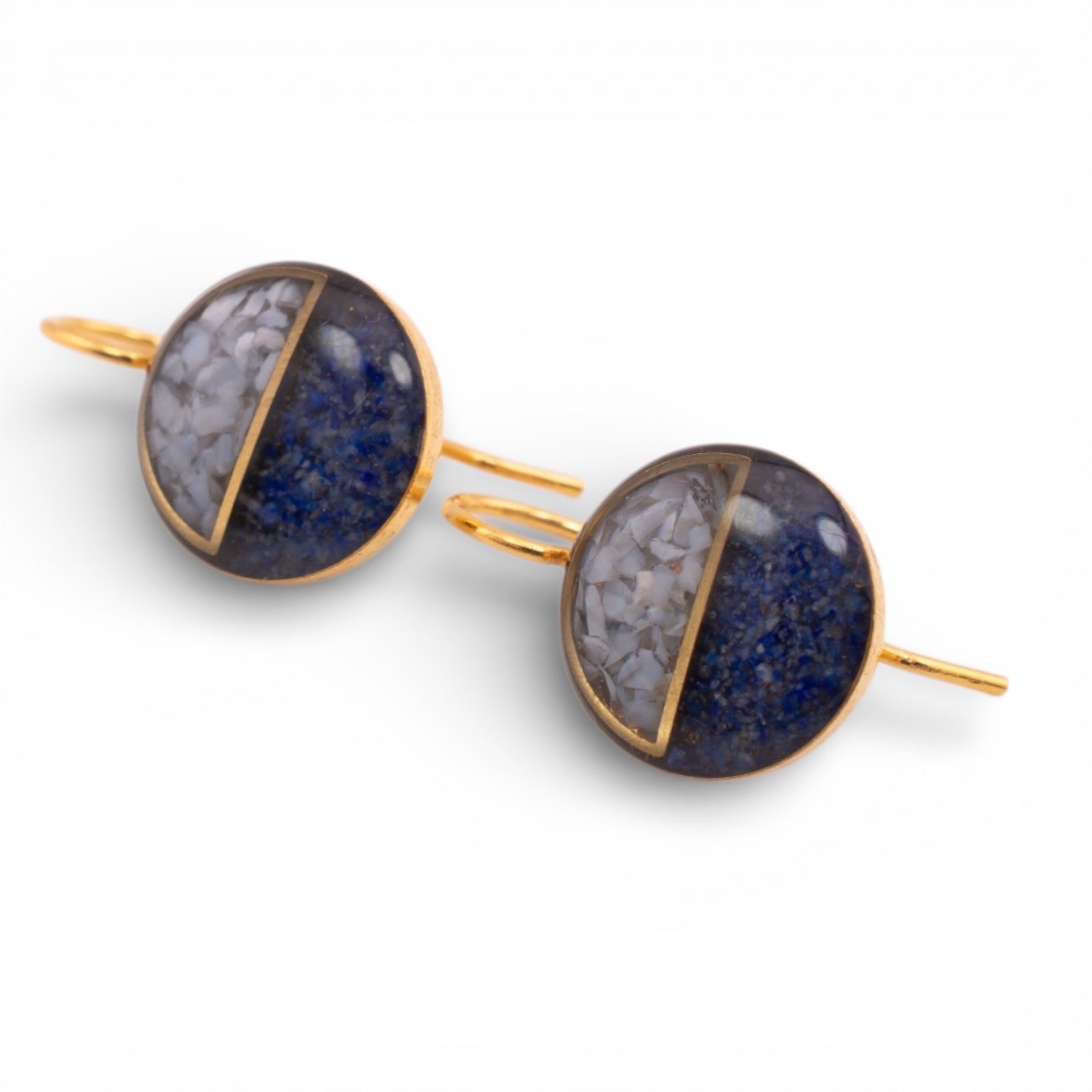 Horizon Earrings (Blue Opal + Lapis)