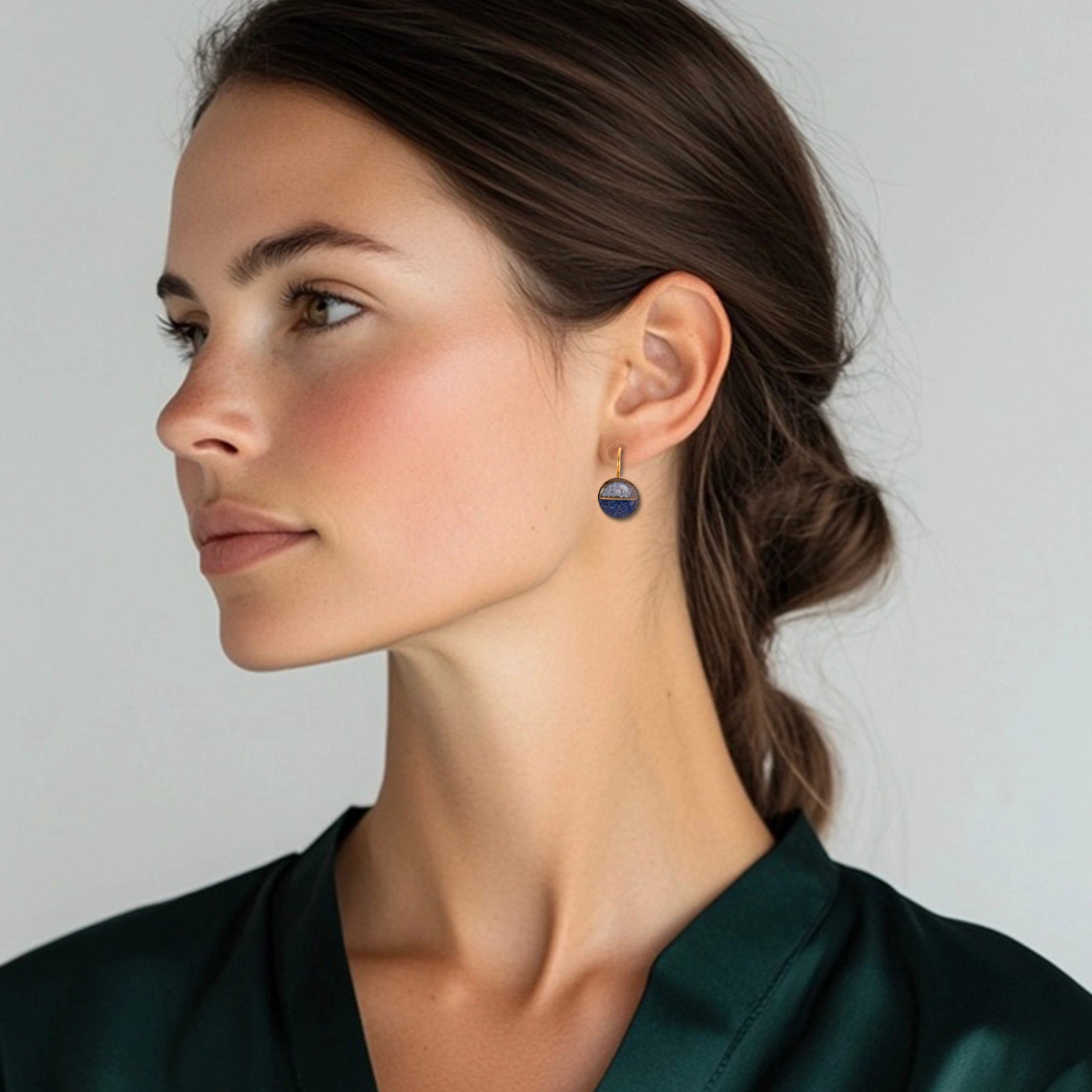 Horizon Earrings (Blue Opal + Lapis)