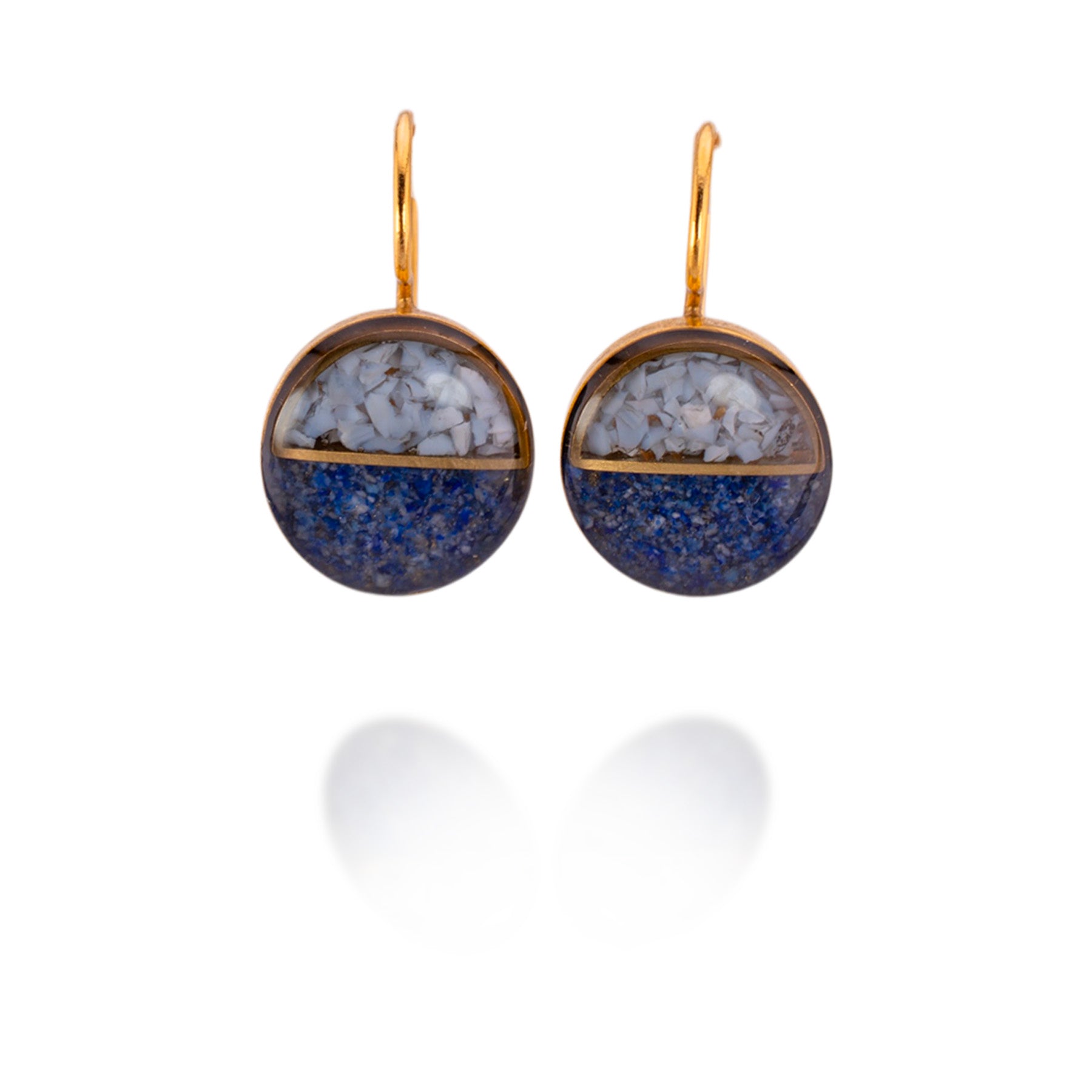 Horizon Earrings (Blue Opal + Lapis)