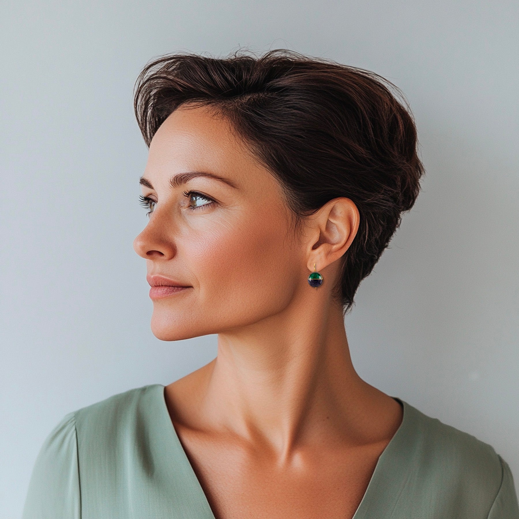 Horizon Earrings (Malachite + Blue Goldstone)