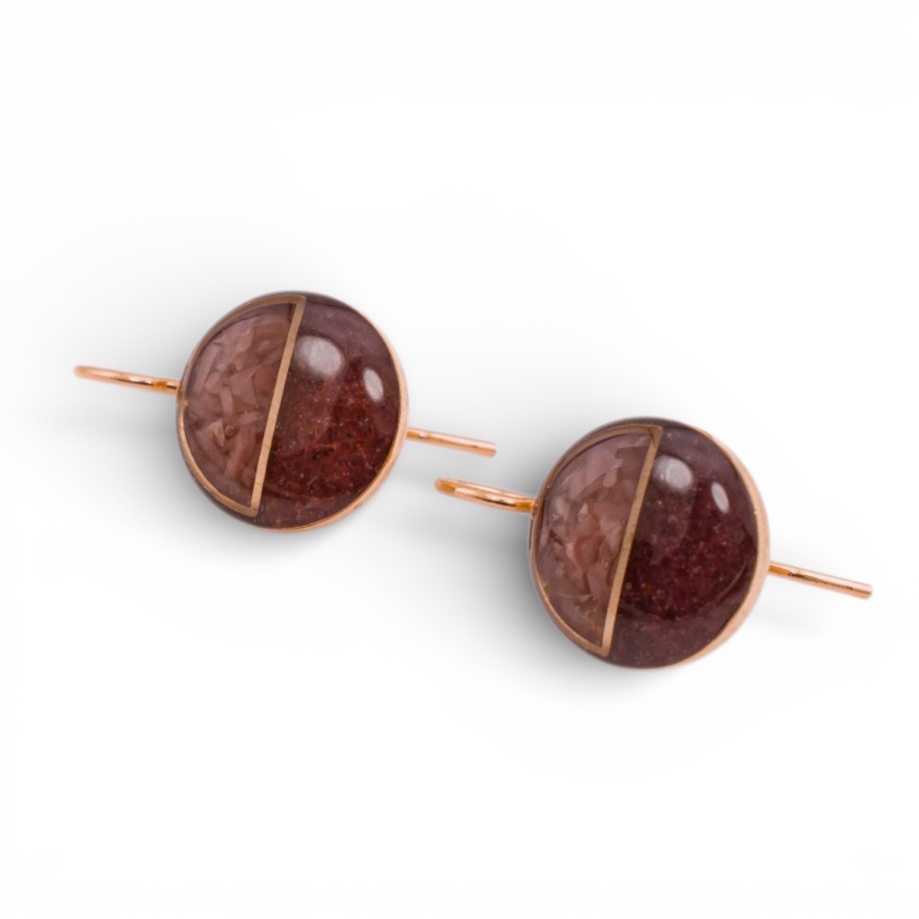 Horizon Earrings (Chocolate Moonstone + Garnet)