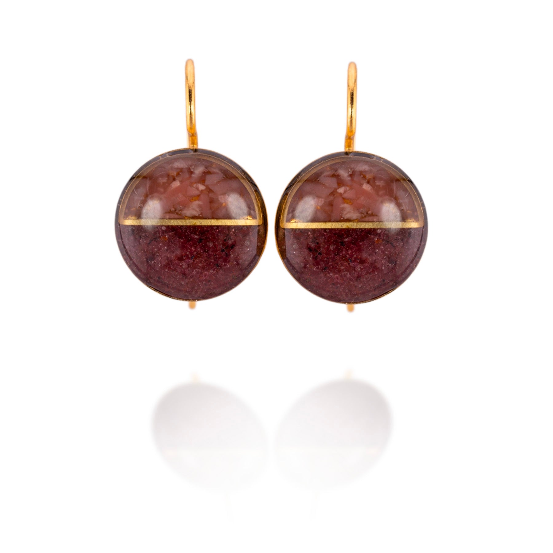 Horizon Earrings (Chocolate Moonstone + Garnet)