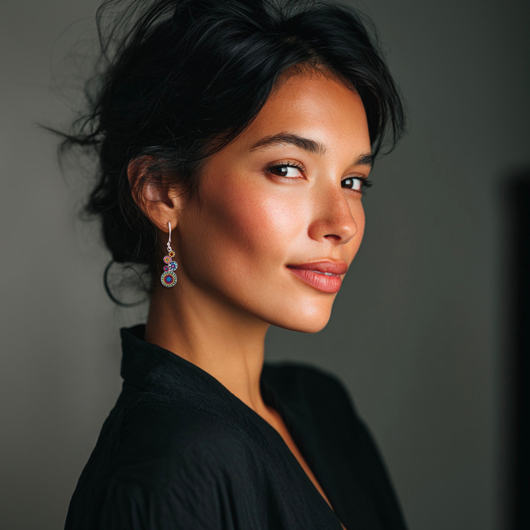 Bold Stacked Circles Earrings (Kaleiedescope)