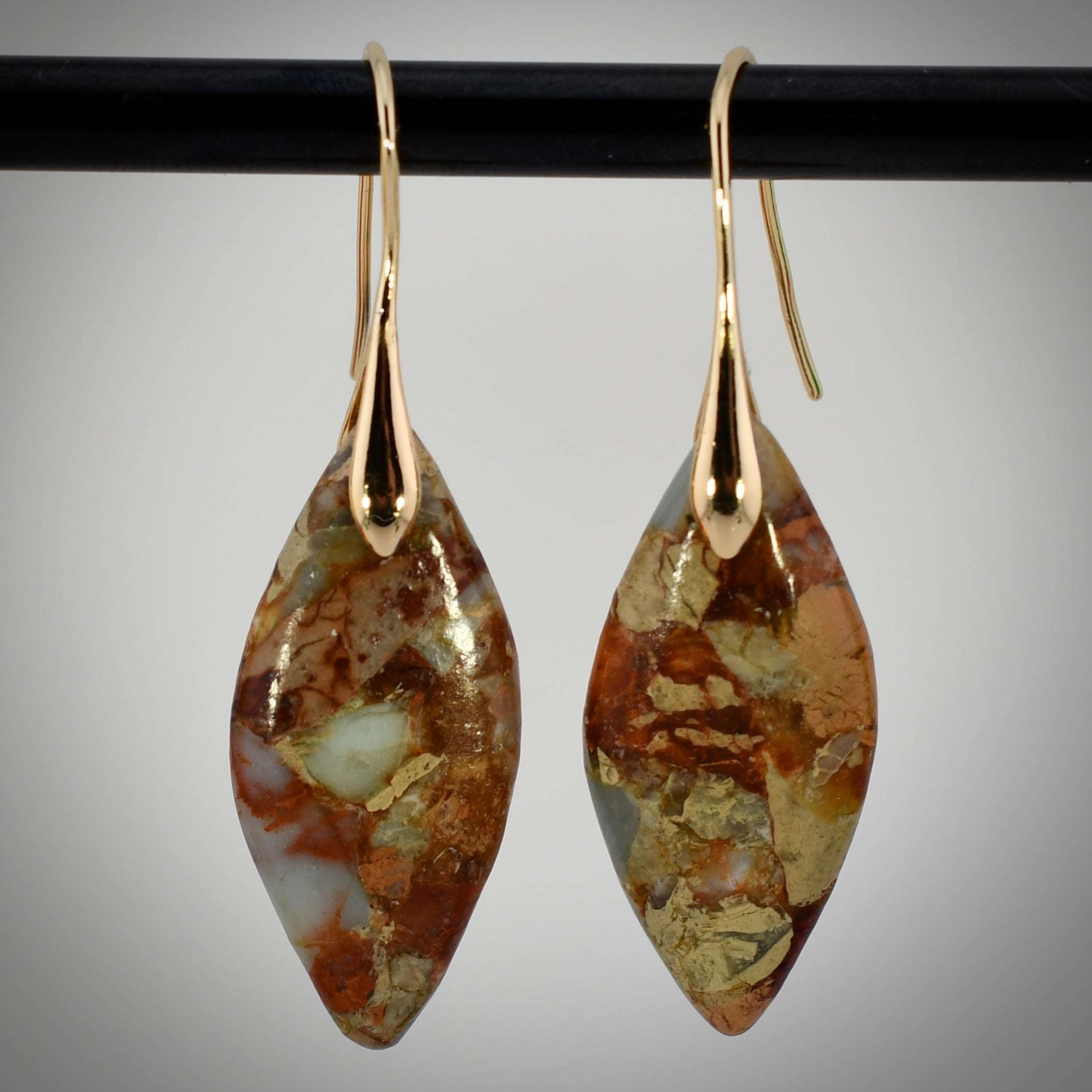 Jasper Leaf Earrings (Khaki) Harold & Hazel Harold & Hazel