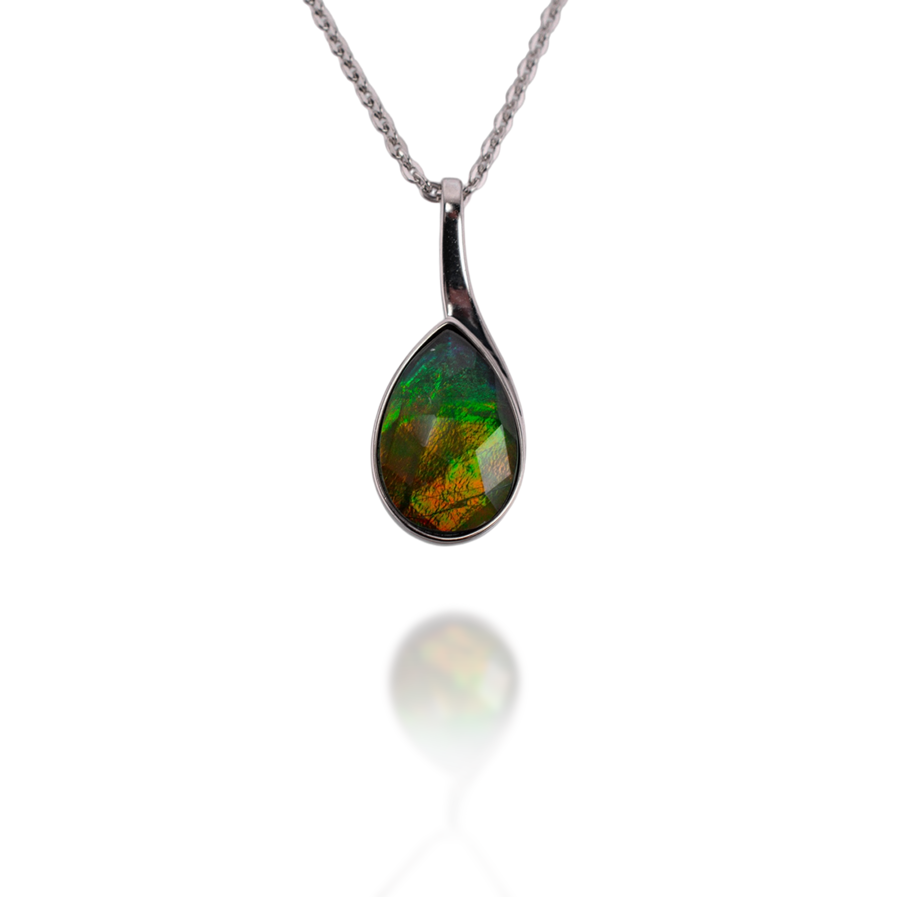 Ammolite Teardrop Pendant Necklace