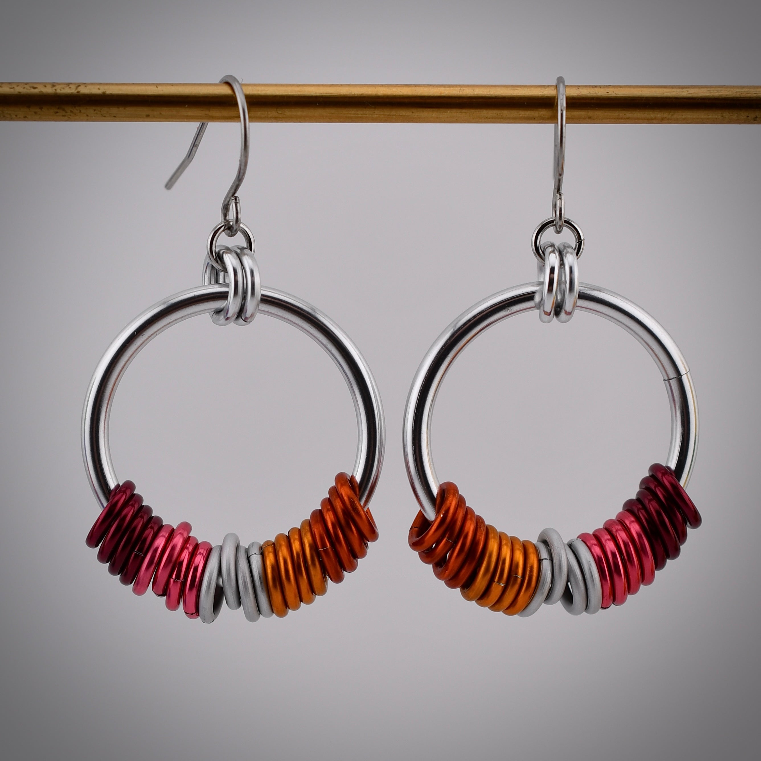 Lesbian Pride Big Hoop Chainmaille Earrings