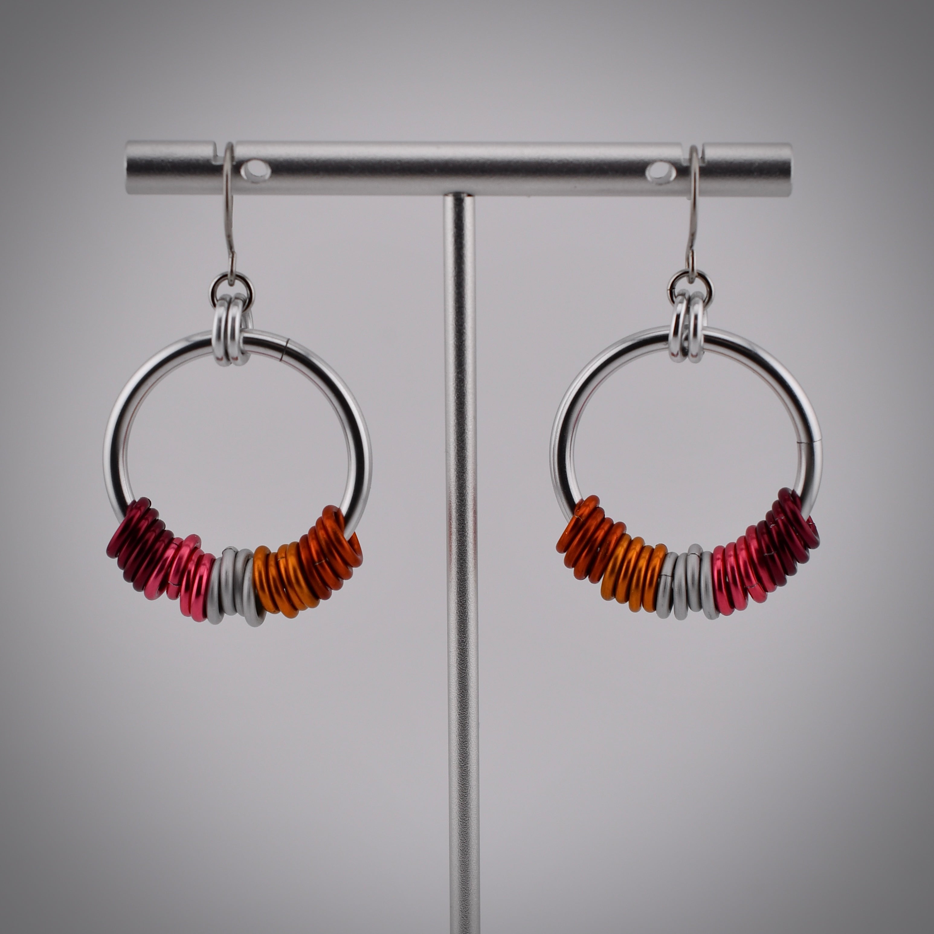 Lesbian Pride Big Hoop Chainmaille Earrings