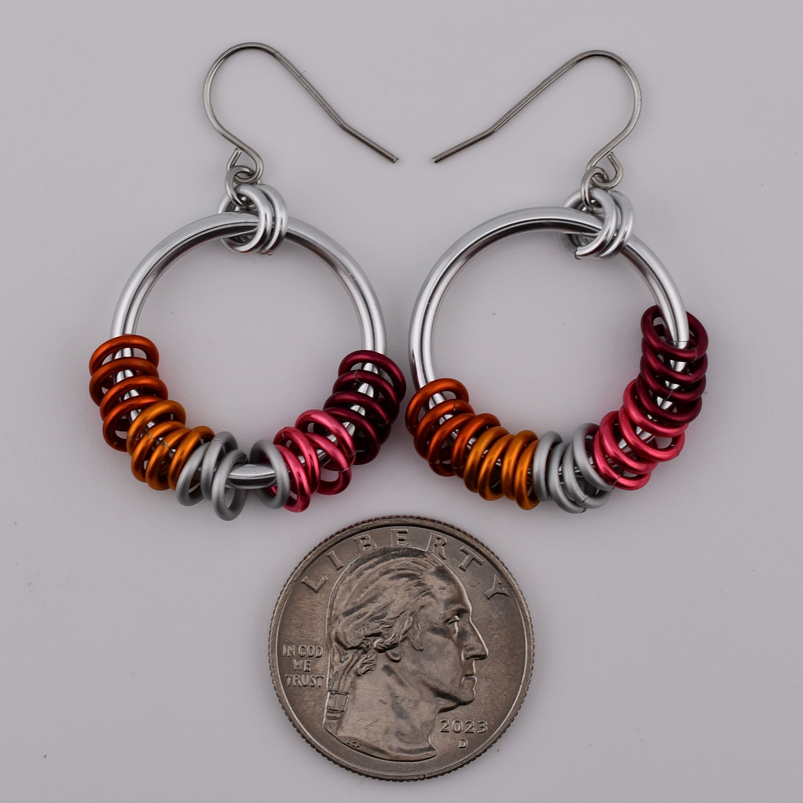 Lesbian Pride Big Hoop Chainmaille Earrings