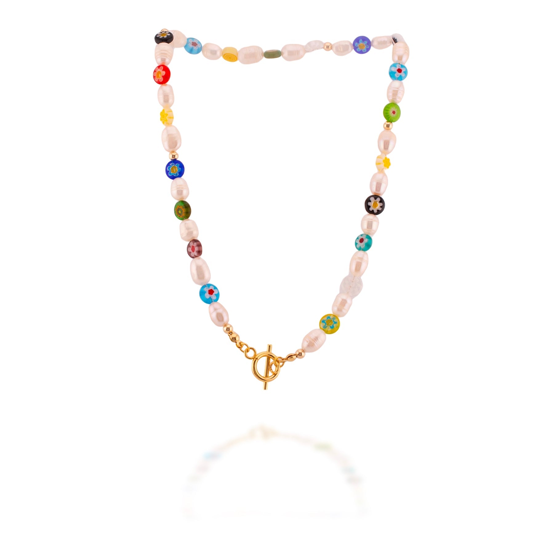 Millefiori & Pearl Toggle Necklace Alma Libre Jewelry Harold & Hazel