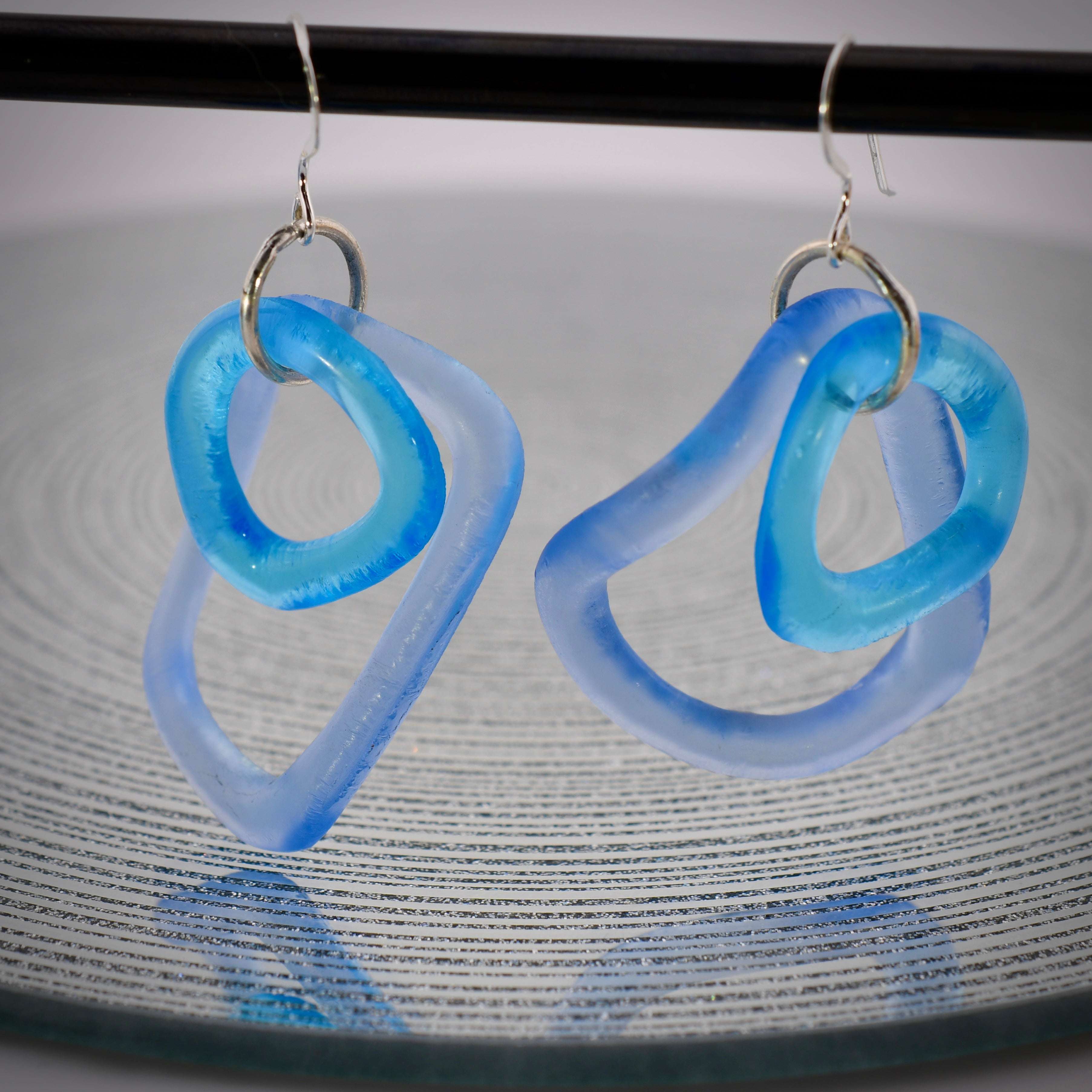 Ocean Wave Earrings Smart Glass Recycled Jewelry Harold & Hazel