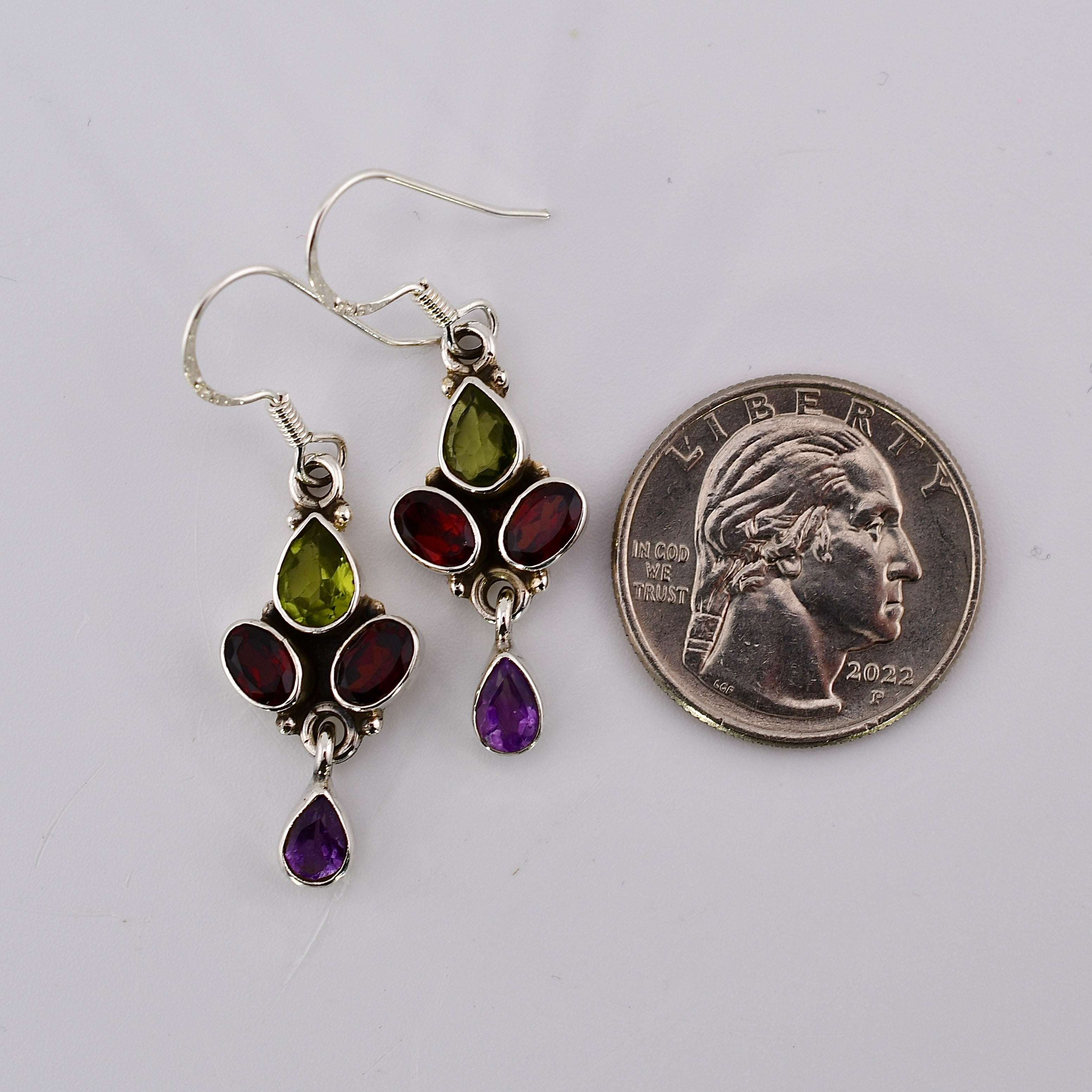 Peridot, Garnet, & Amethyst Cluster Earrings Harold & Hazel Harold & Hazel