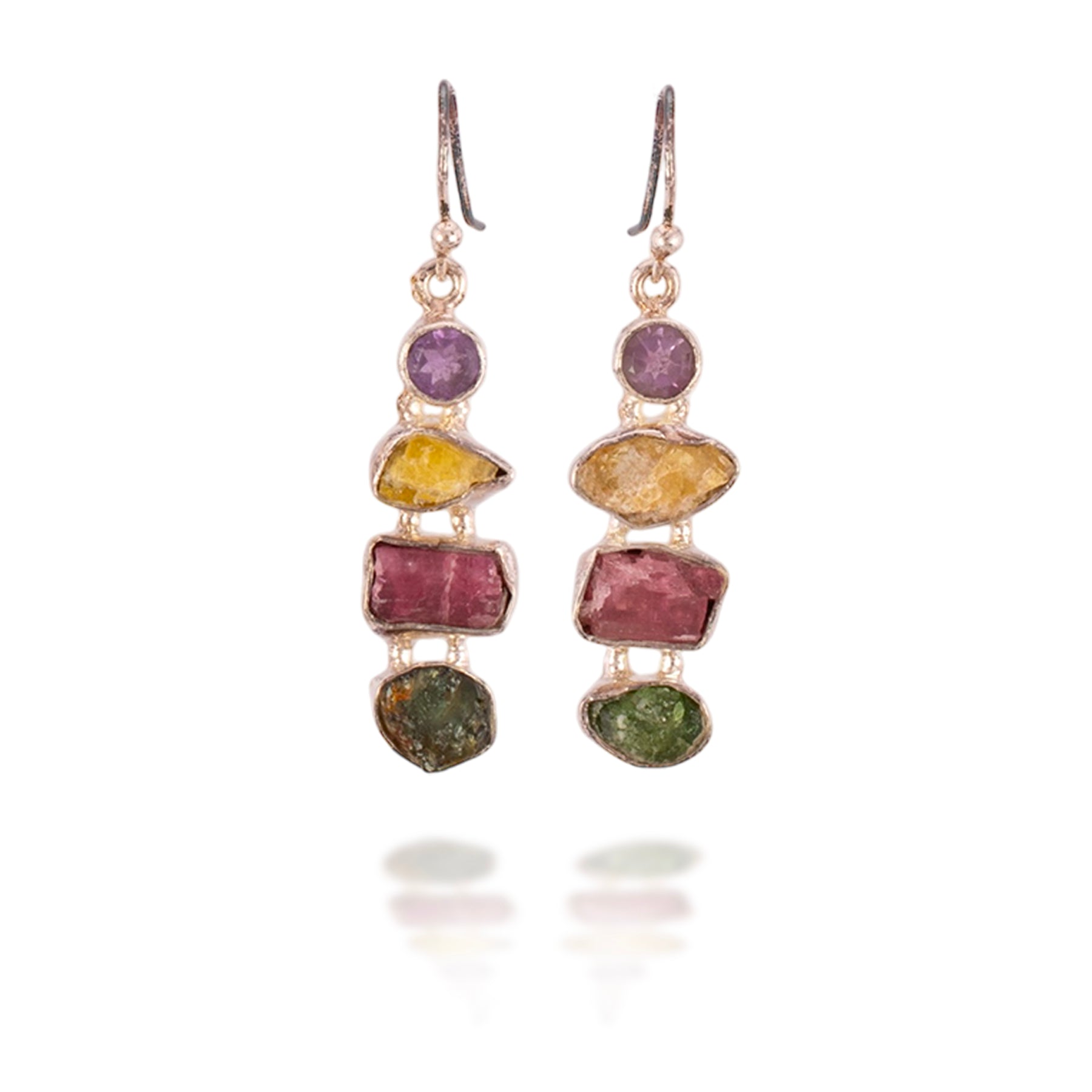 Raw Tourmaline and Amethyst Earrings Harold & Hazel Harold & Hazel