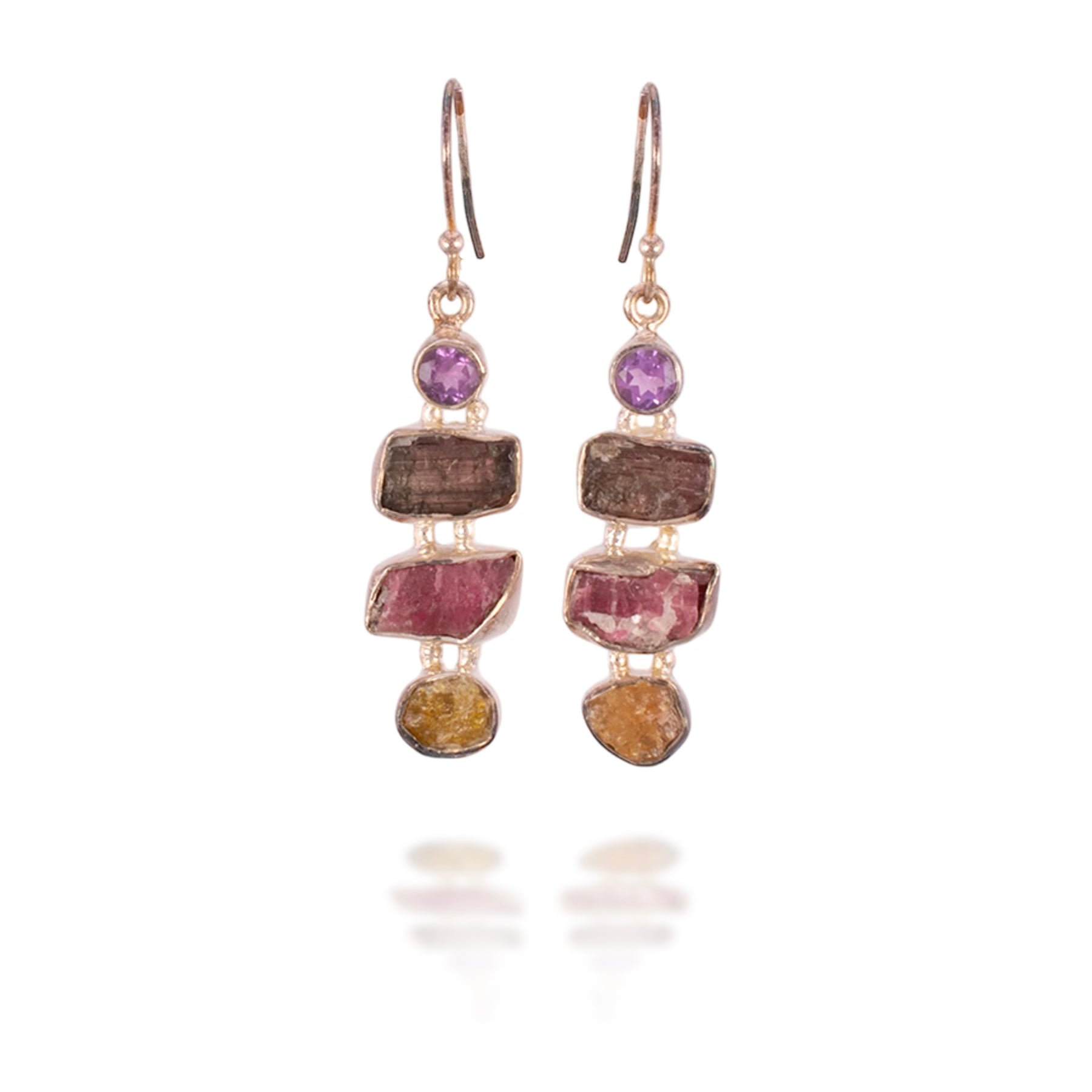 Raw Tourmaline and Amethyst Earrings Harold & Hazel Harold & Hazel