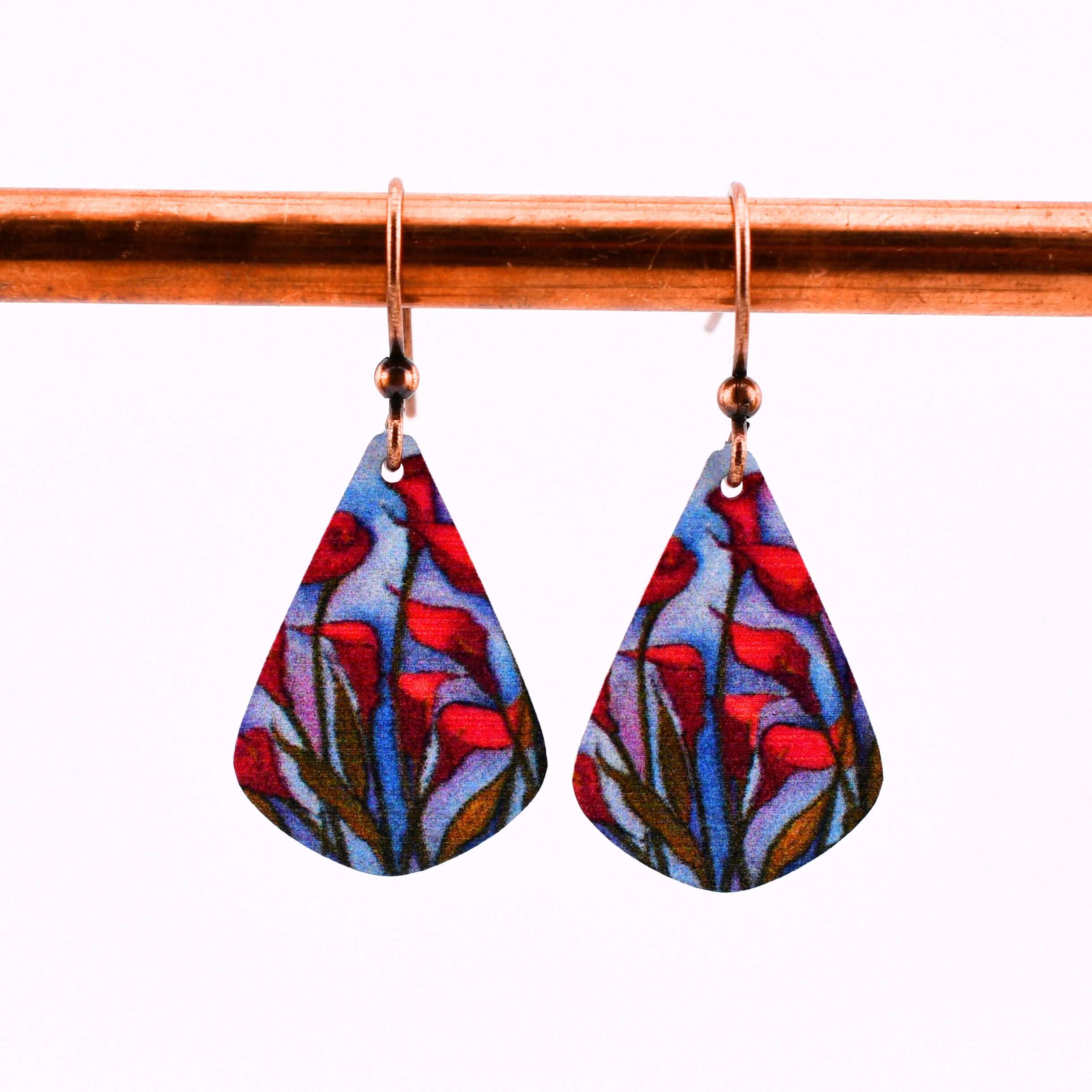 Red Calla Lilies Earrings Illustrated Light & DC Designs Harold & Hazel