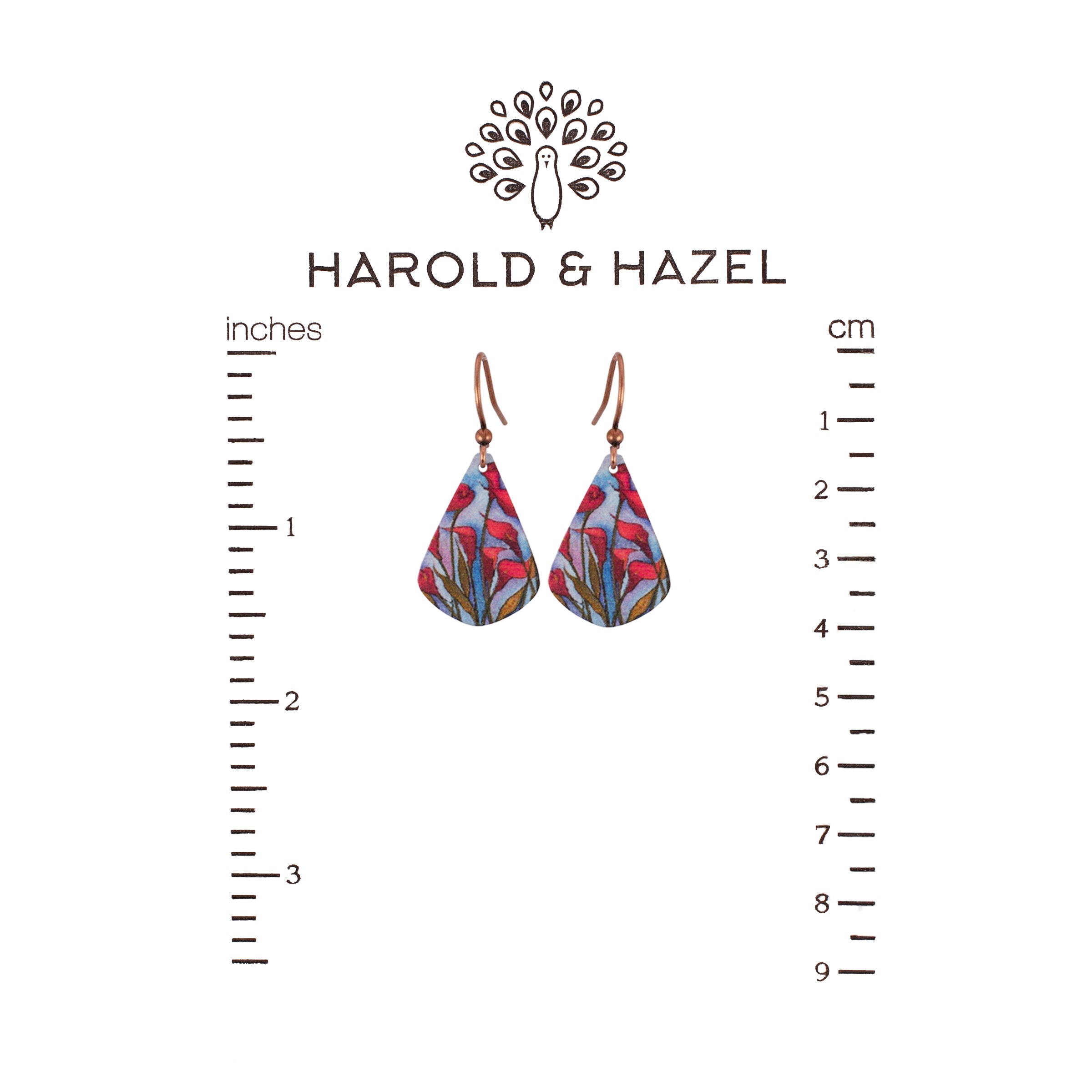 Red Calla Lilies Earrings Illustrated Light & DC Designs Harold & Hazel