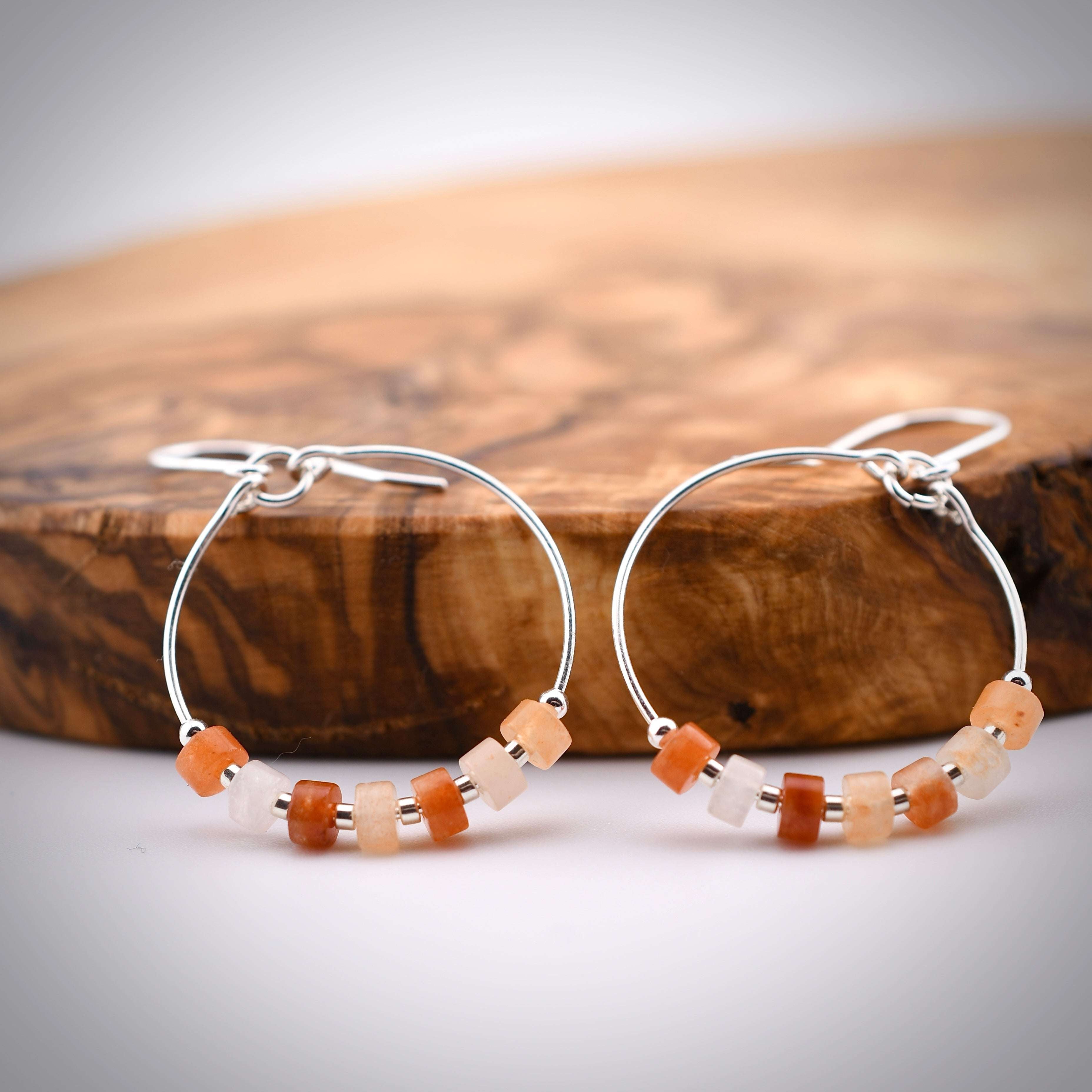 Sterling Silver Carnelian Hoop Earrings Bijou by SAM Harold & Hazel