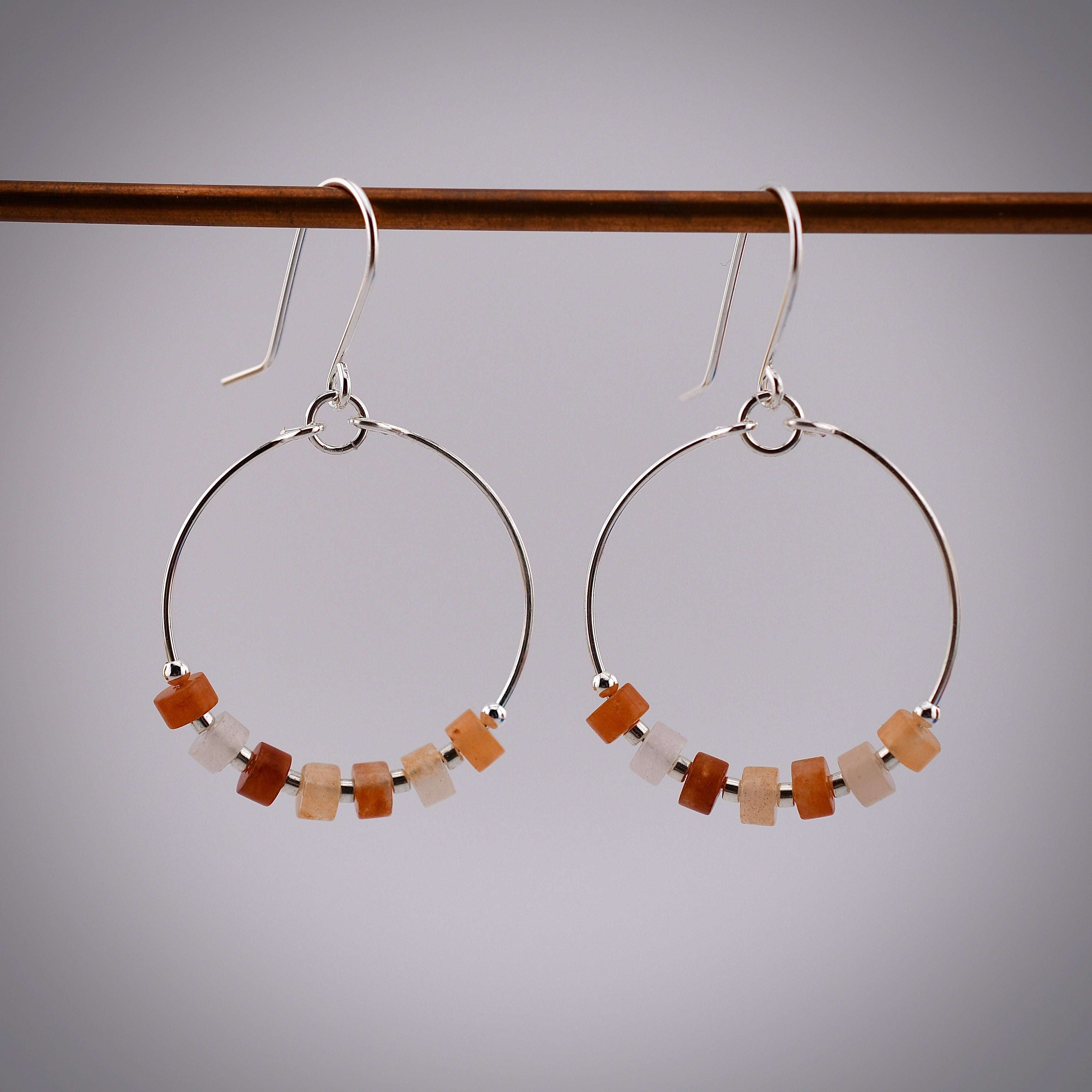 Sterling Silver Carnelian Hoop Earrings Bijou by SAM Harold & Hazel