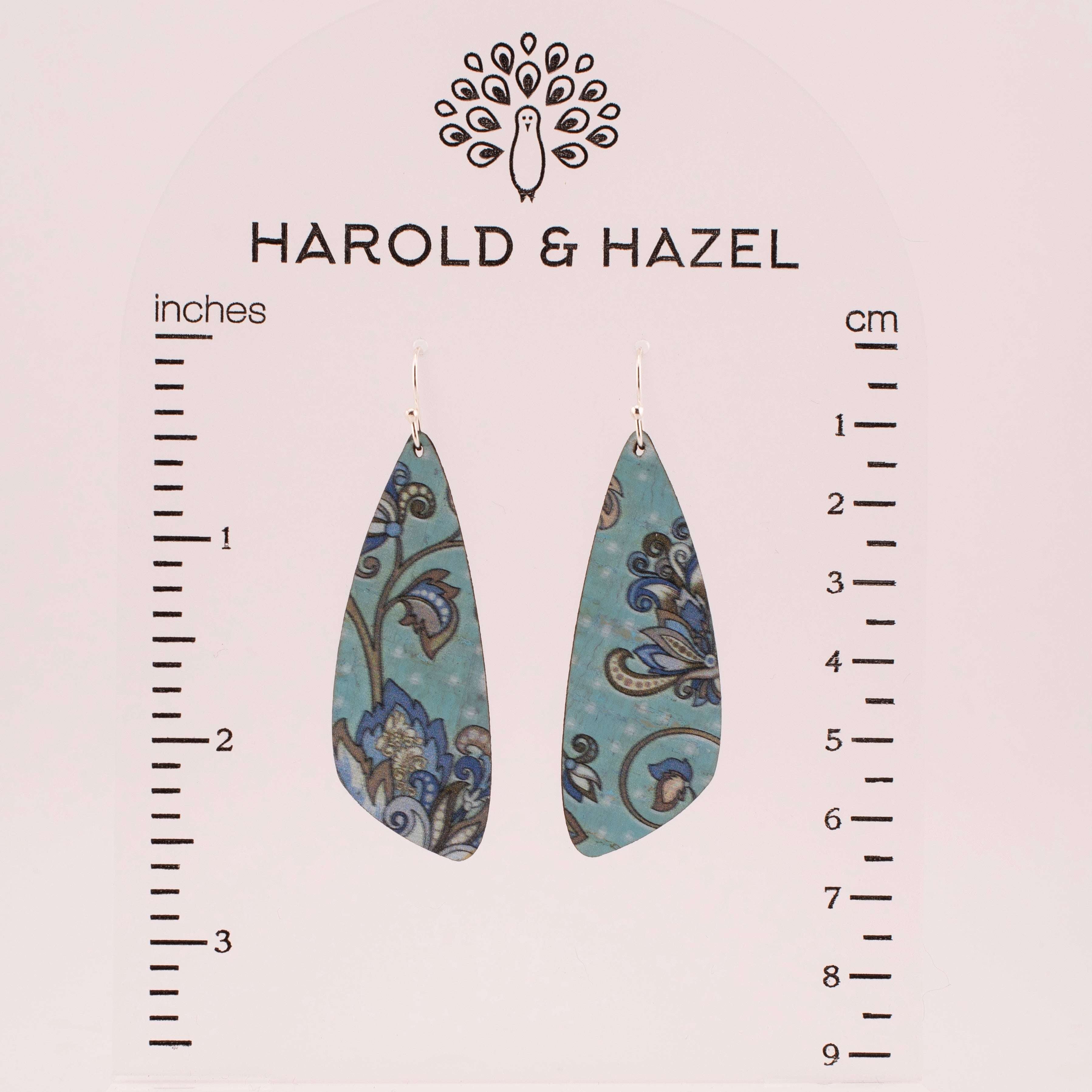 Teal Floral Cork Earrings Plum Tree Handmade Goods Harold & Hazel