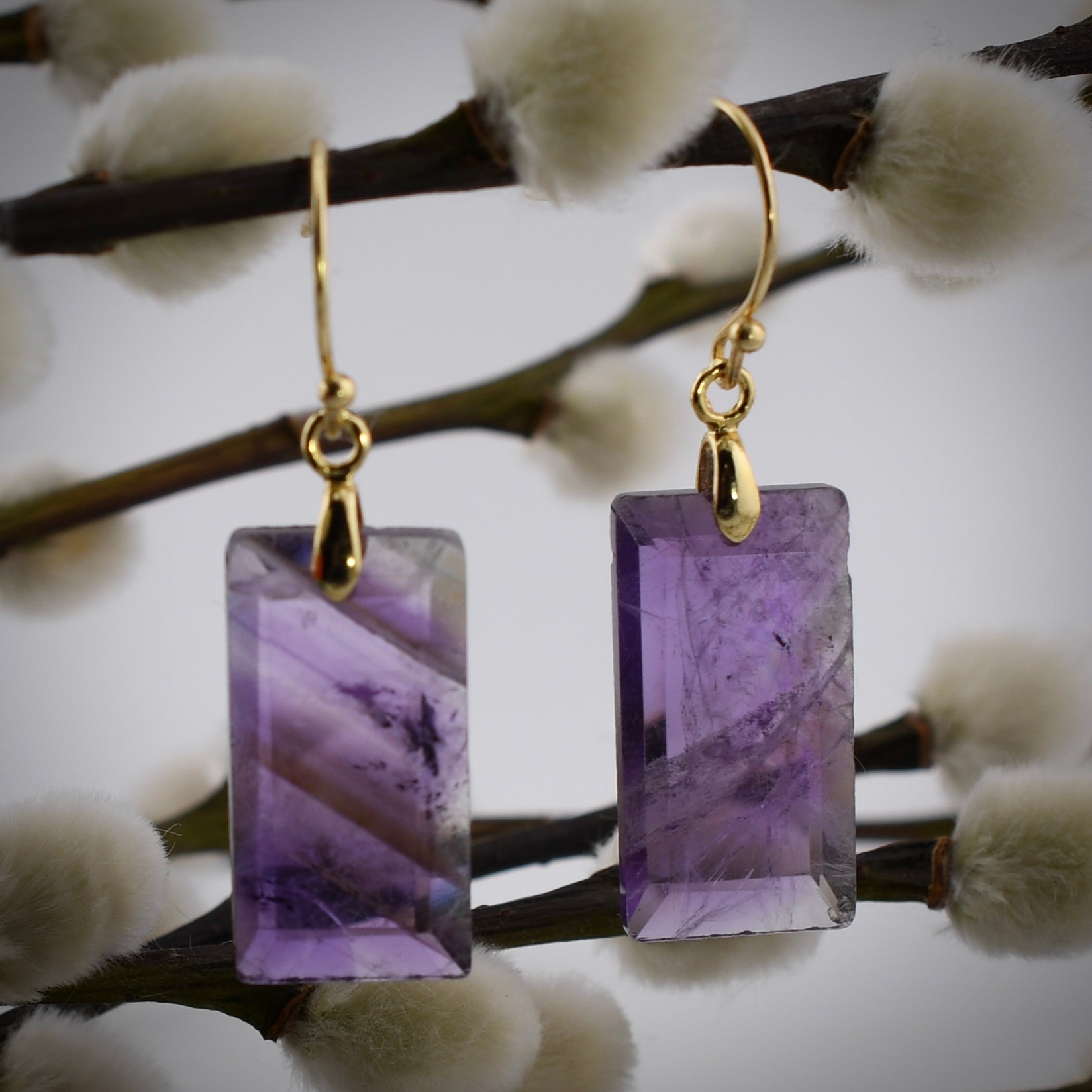 Beveled Earrings in Amethyst by Harold & Hazel