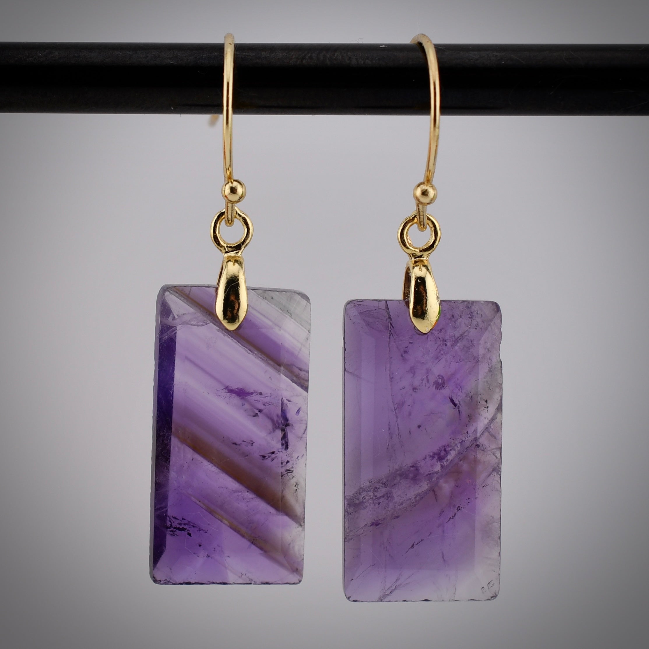 Beveled Earrings in Amethyst by Harold & Hazel