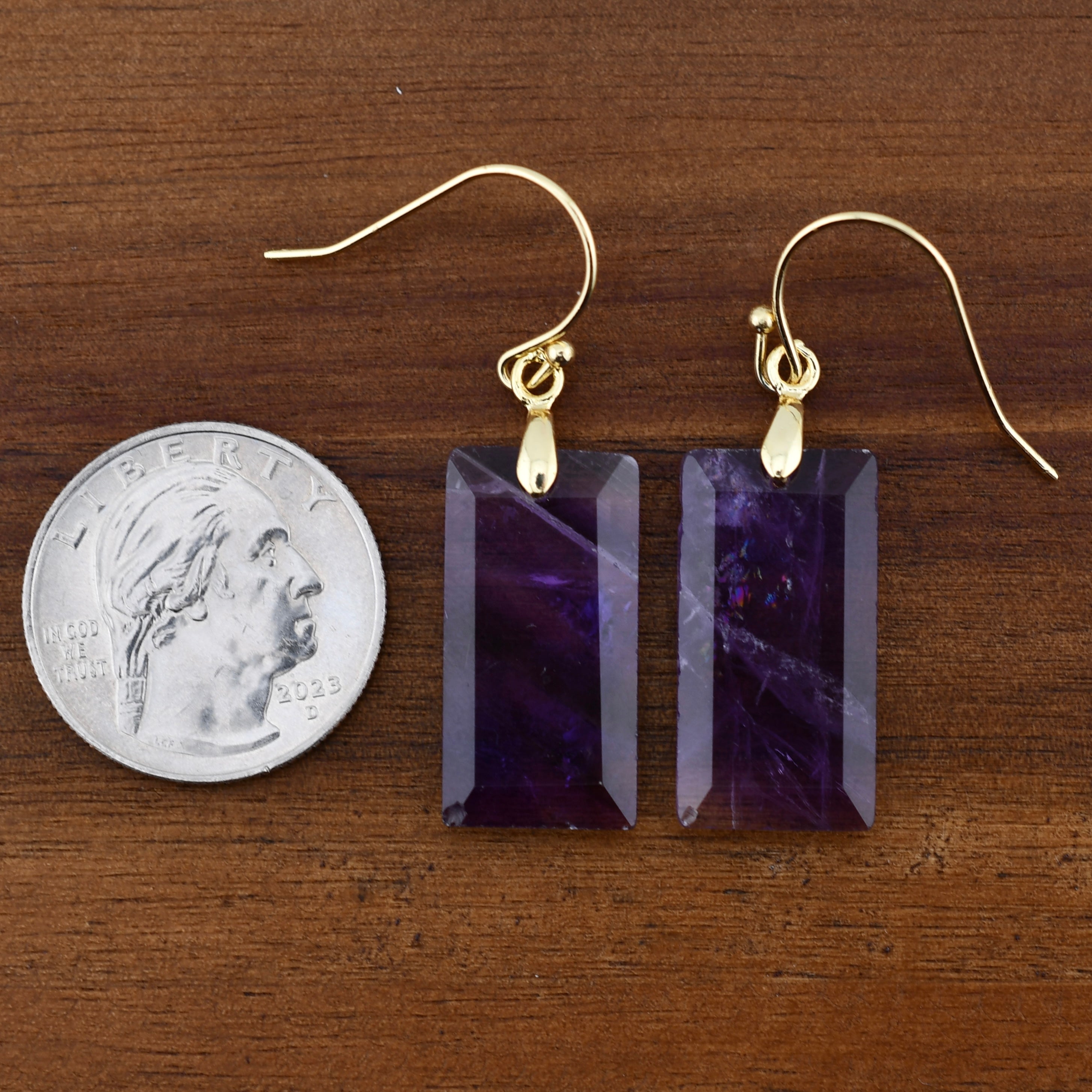 Beveled Earrings in Amethyst by Harold & Hazel