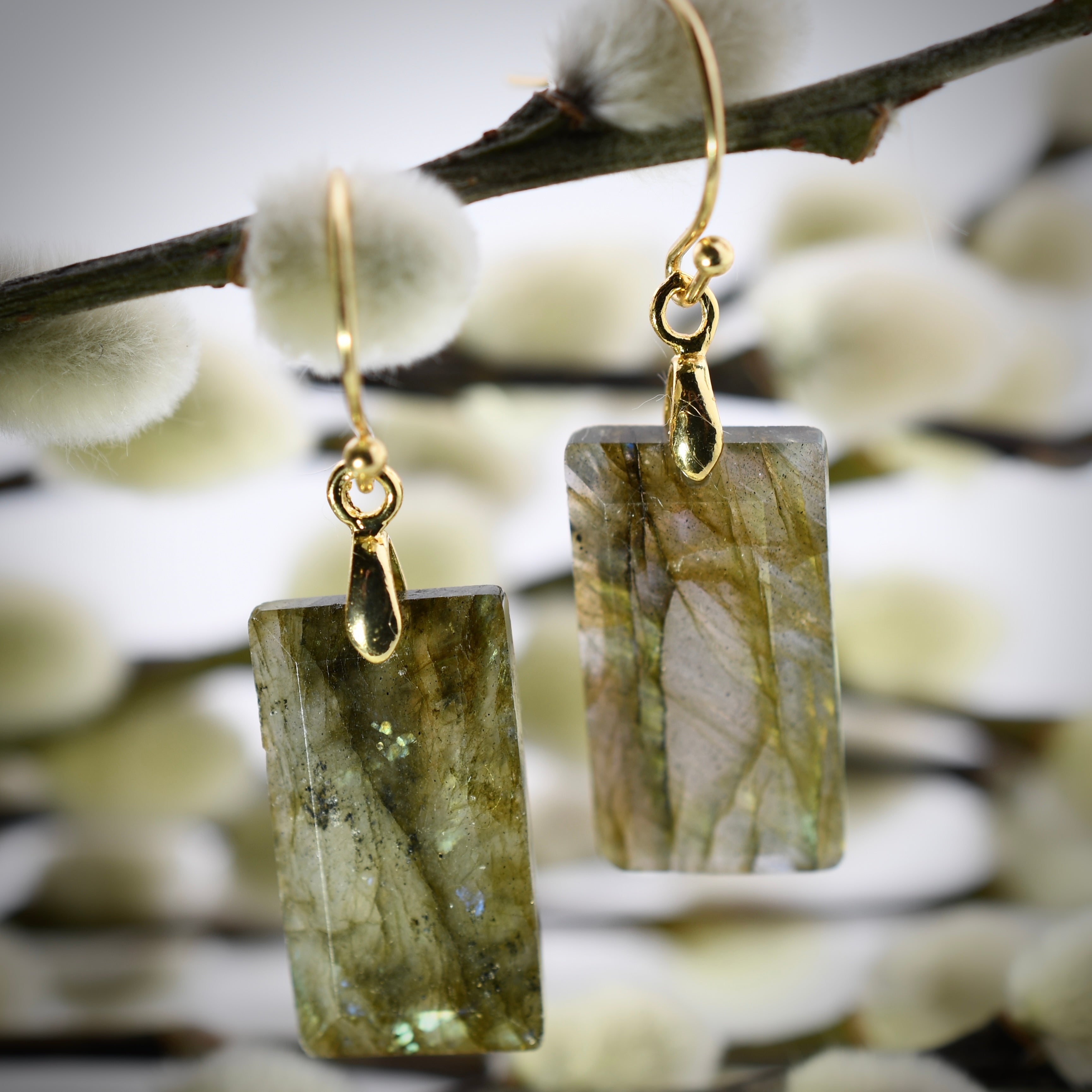 Beveled Earrings in Labradorite by Harold & Hazel