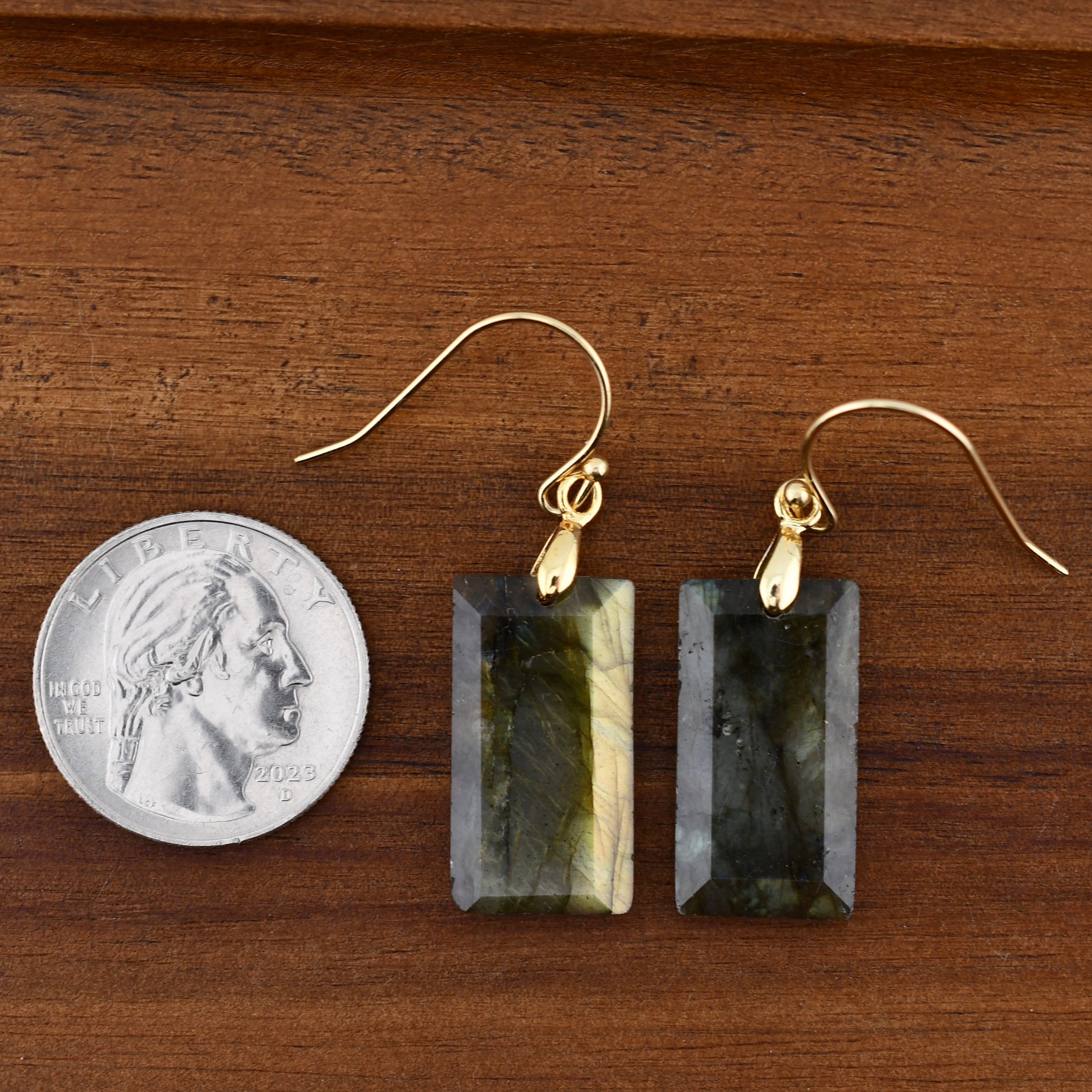 Beveled Earrings in Labradorite by Harold & Hazel