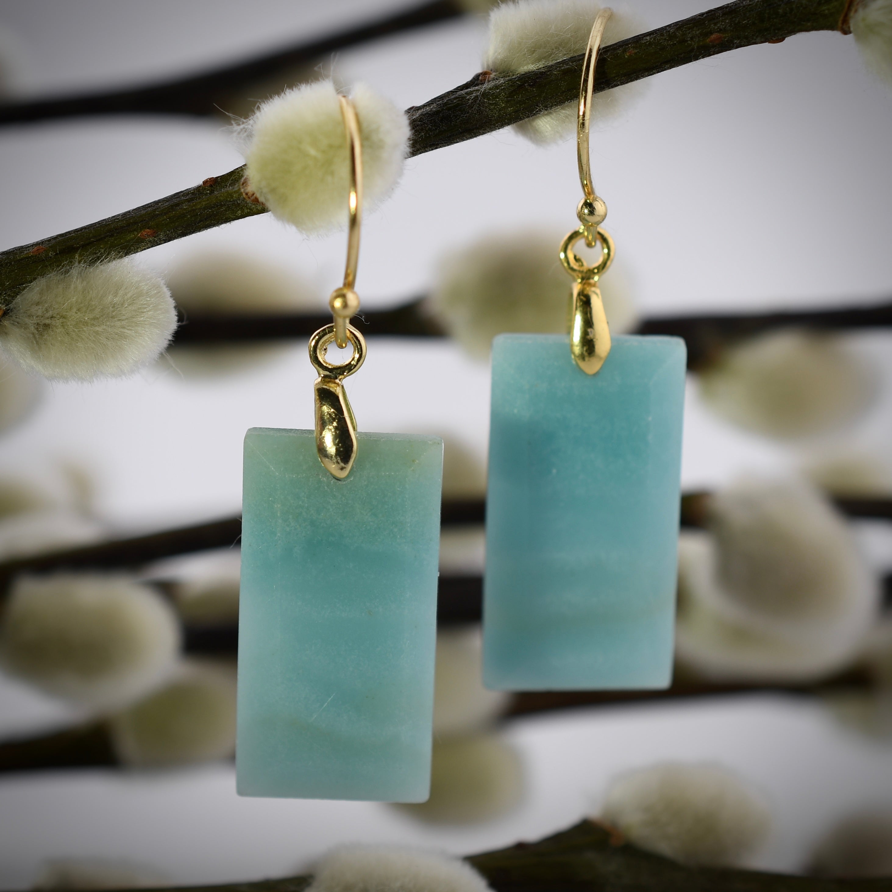 Beveled Earrings in Amazonite by Harold & Hazel